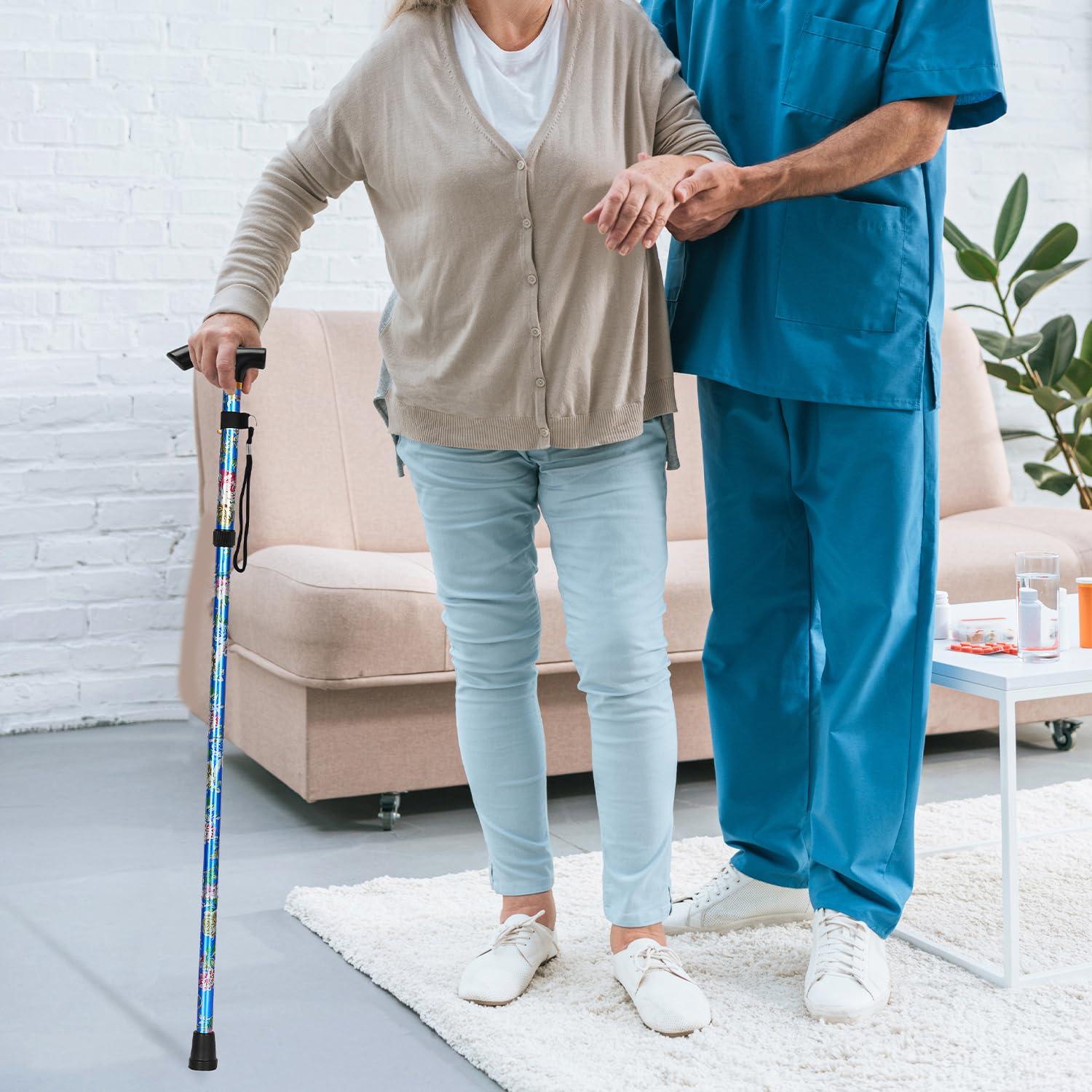 supregear supregear Folding Cane, 5-Level Adjustable Height Walking Stick Lightweight Portable Cane Travel Cane with Wrist Strap and T Handle for Elderly Disabled Men Women