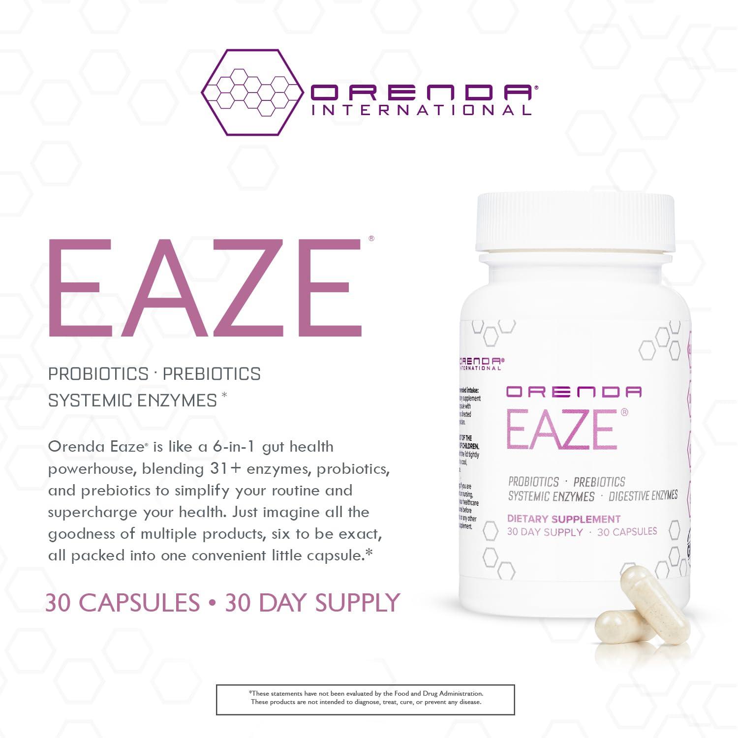 Orenda International Orenda Eaze: Gut Wellness Capsules | 6-in-1 Digestive Support with Probiotics, Endospores, Peptizyme-SP EN, Prebiotics, and Digestive Enzymes - Elevate Your Gut Health Today - 30 Capsules