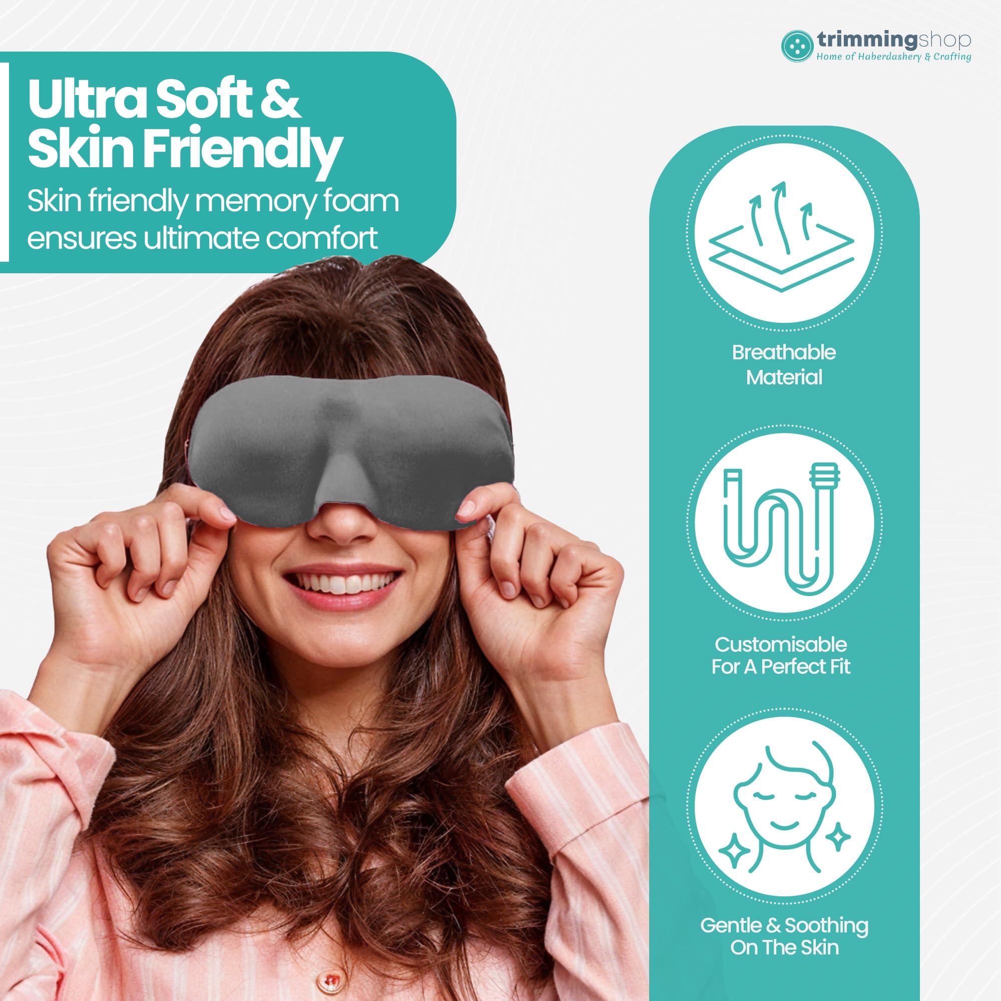 Trimming Shop 3D Contoured Eye Mask for Sleeping, Luxury Blindfold Sleep Mask with Adjustable Strap, Soft and Comfortable Night Eye Mask for Men Women, Light Blocking Eye Blinder for Travel Sleeping, Grey