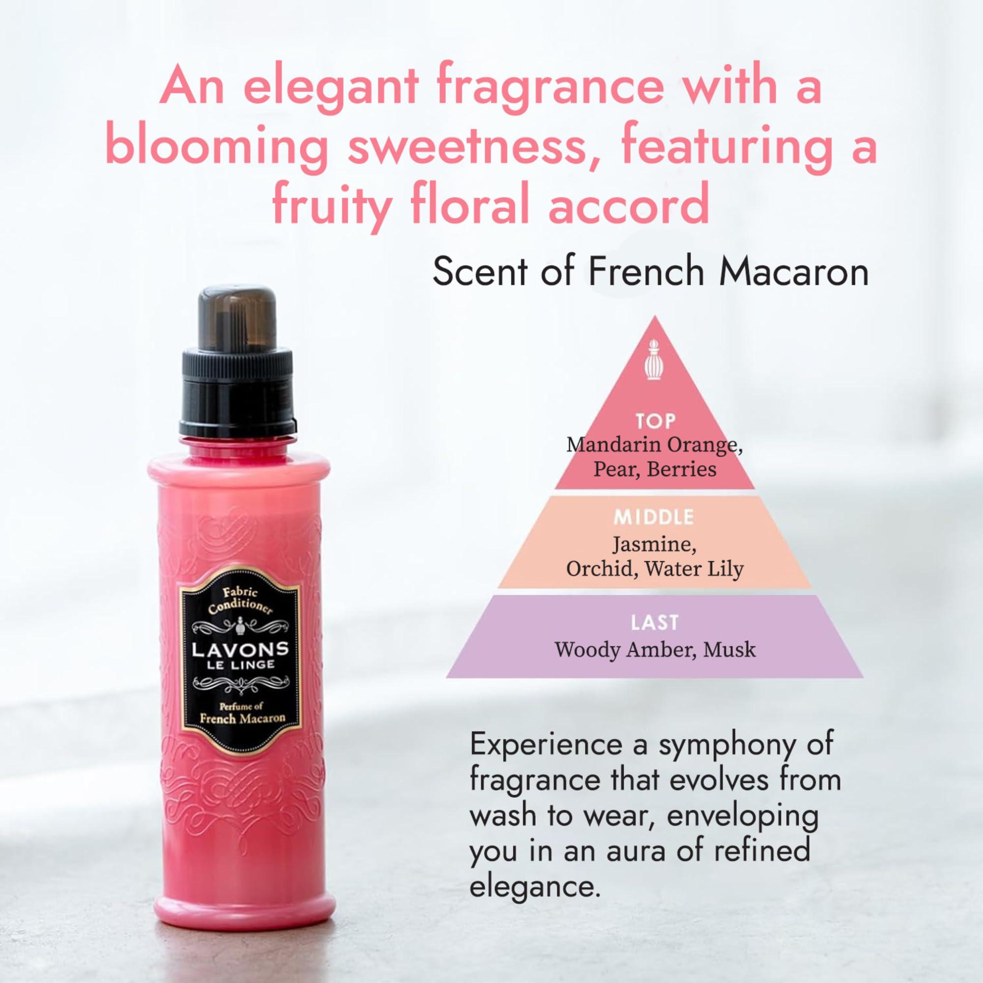 LAVONS LAVONS Fabric Conditioner, Fabric Softene rLiquid, for Laundry and Baby Clothes, Safe for Sensitive Skin, from Japan, 20.3 Fl Oz - French Macaron