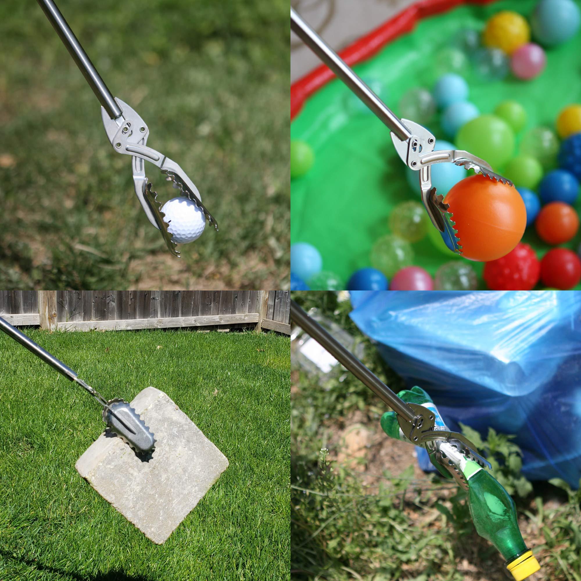 FTH FTH All Stainless Steel Grabber Reacher Pickup Tool Heavy Duty Trash Picker Log BBQ Fireplace pits Snake Tongs Plogging tool