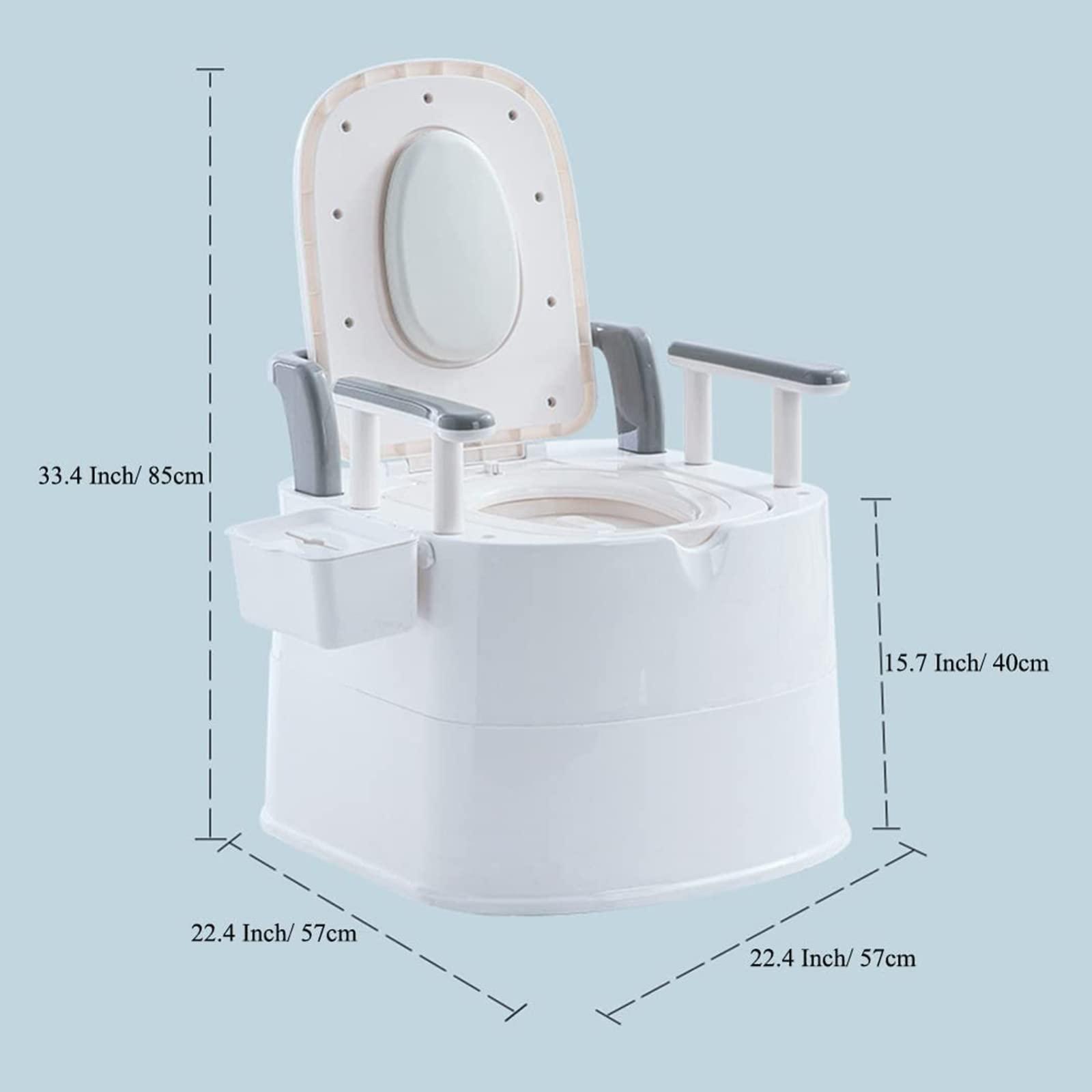 EKSED Commode Chair,Bedside Commodes,Adult Potty Chair for Seniors,Portable Toilets for Home Use,Suitable for People with Disabilities The Elderly,Shower Chair with Armrests and Tissue Box Easy Cleaning