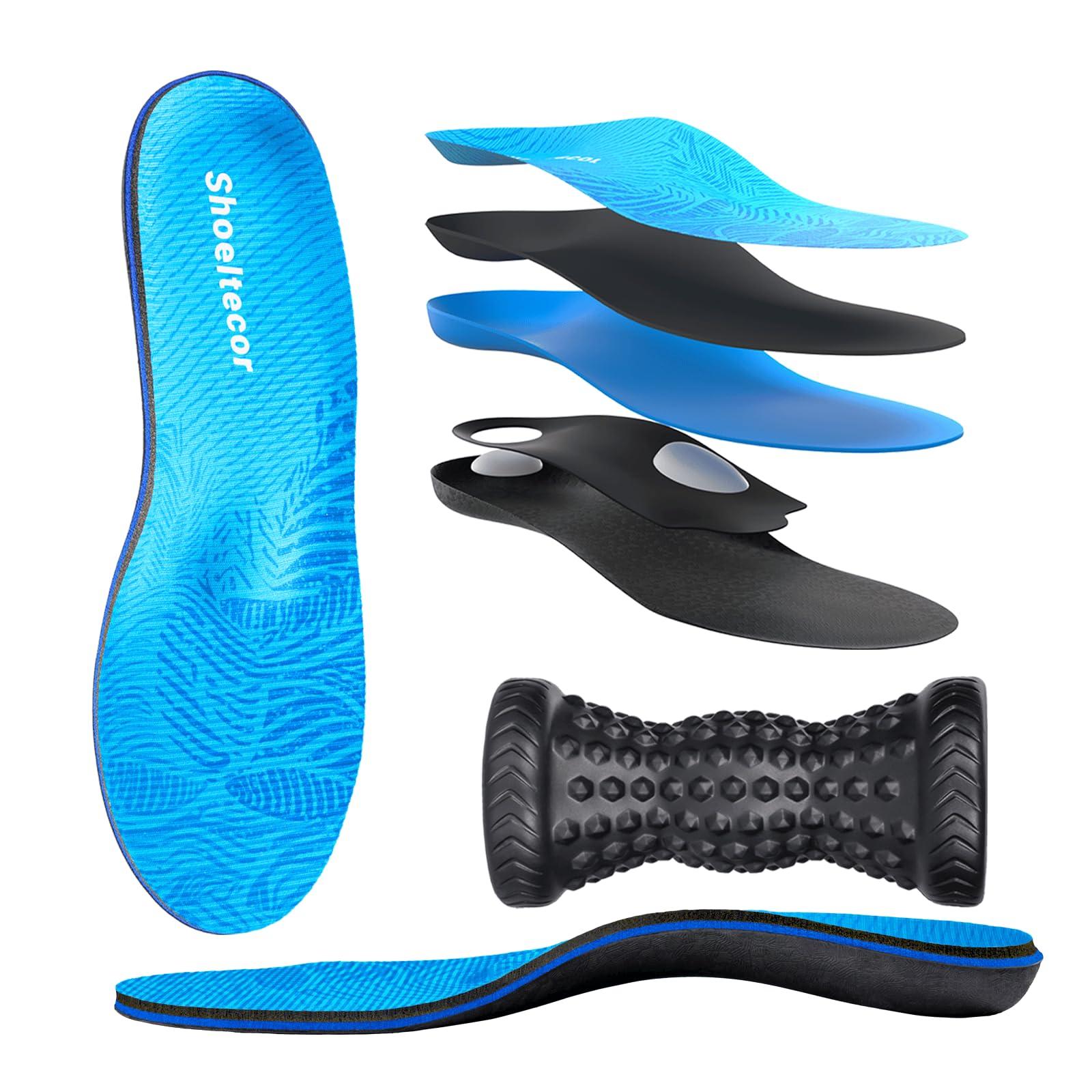 Shoeltecor Shoeltecor Insoles Relieve Plantar Fasciitis Overpronation Heel Pain,Correction of Flat feet and High Arch,Providing Excellent Shock Absorption and Cushioning,Bundle with Manual Foot Massagers