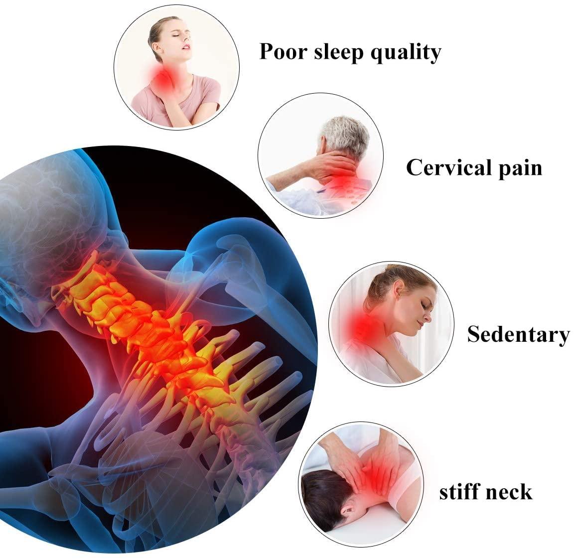 Xemz Xemz Cervical Spine Massage Pillow, Neck and Shoulder Relaxer Neck Massage Pillow, Cervical Spine Alignment Chiropractic Pillow Cervical Neck Traction Device Neck Stretcher for TMJ Pain Relief (Blue)