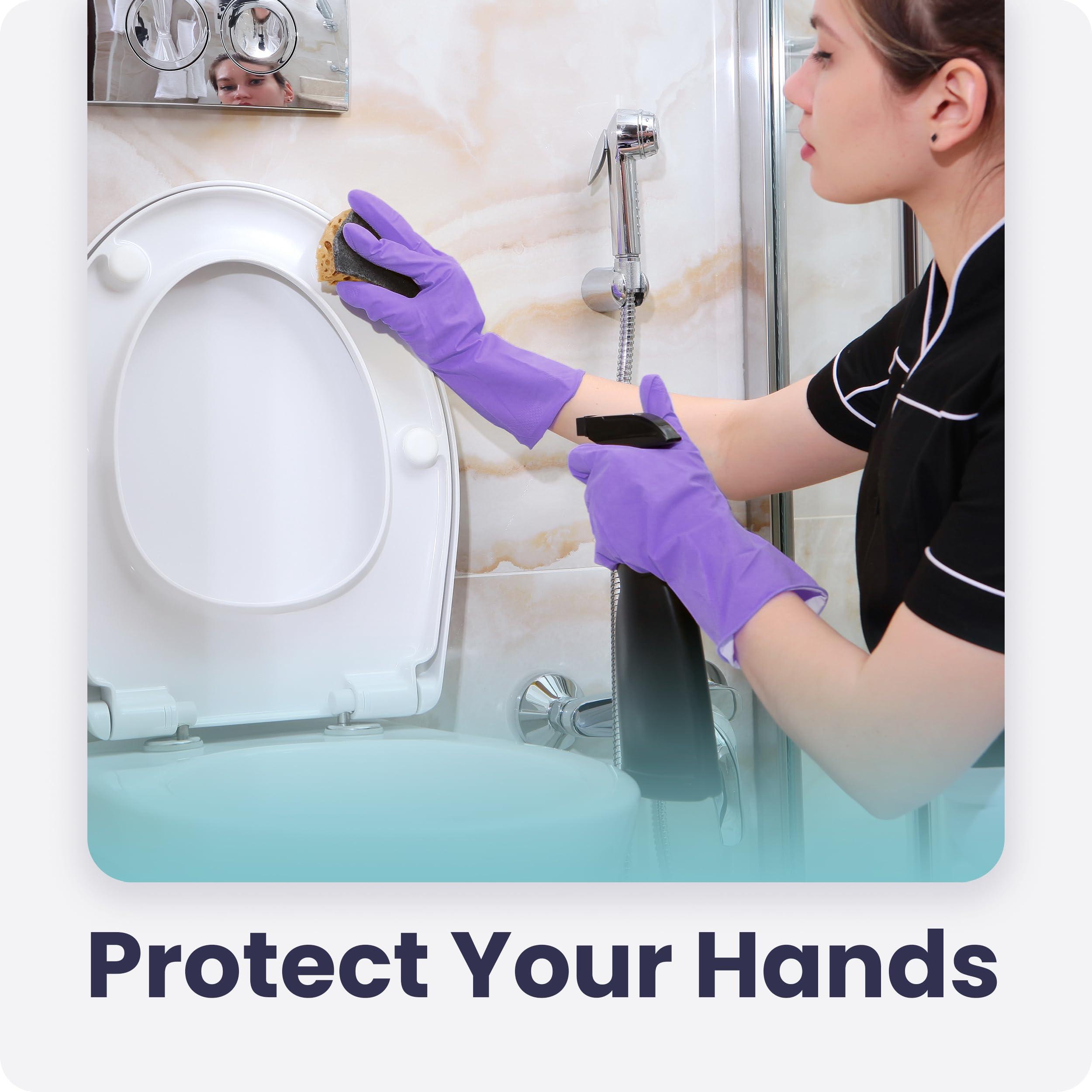 FMP Brands FMP Brands Cleaning Gloves, 6 Pairs Rubber Gloves for Washing Dishes, Non-Slip Dishwashing Gloves, Waterproof Reusable Latex Dish Gloves for Kitchen, Bathroom, Household, Gardening (Medium, Purple)
