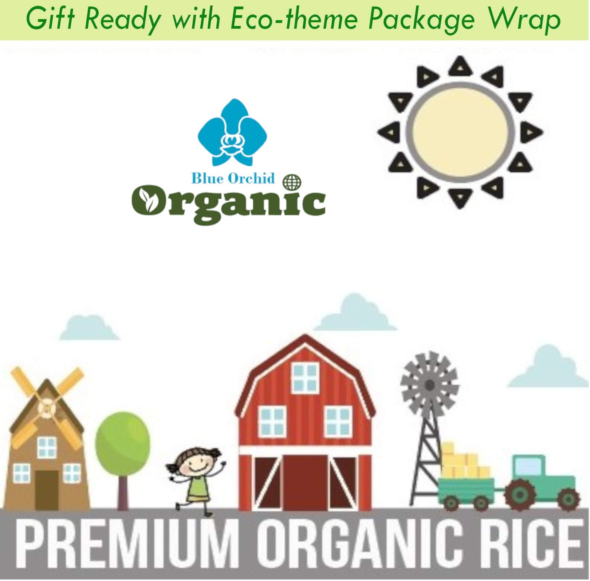 Blue Orchid Organic Organic Thai Jasmine Rice Gift Set - Medley Rice 4 Kinds - Brown Jasmine - Red Jasmine - Black Jasmine Riceberry - Mixed Jasmine Rice - 2 LB Eco Gift Set