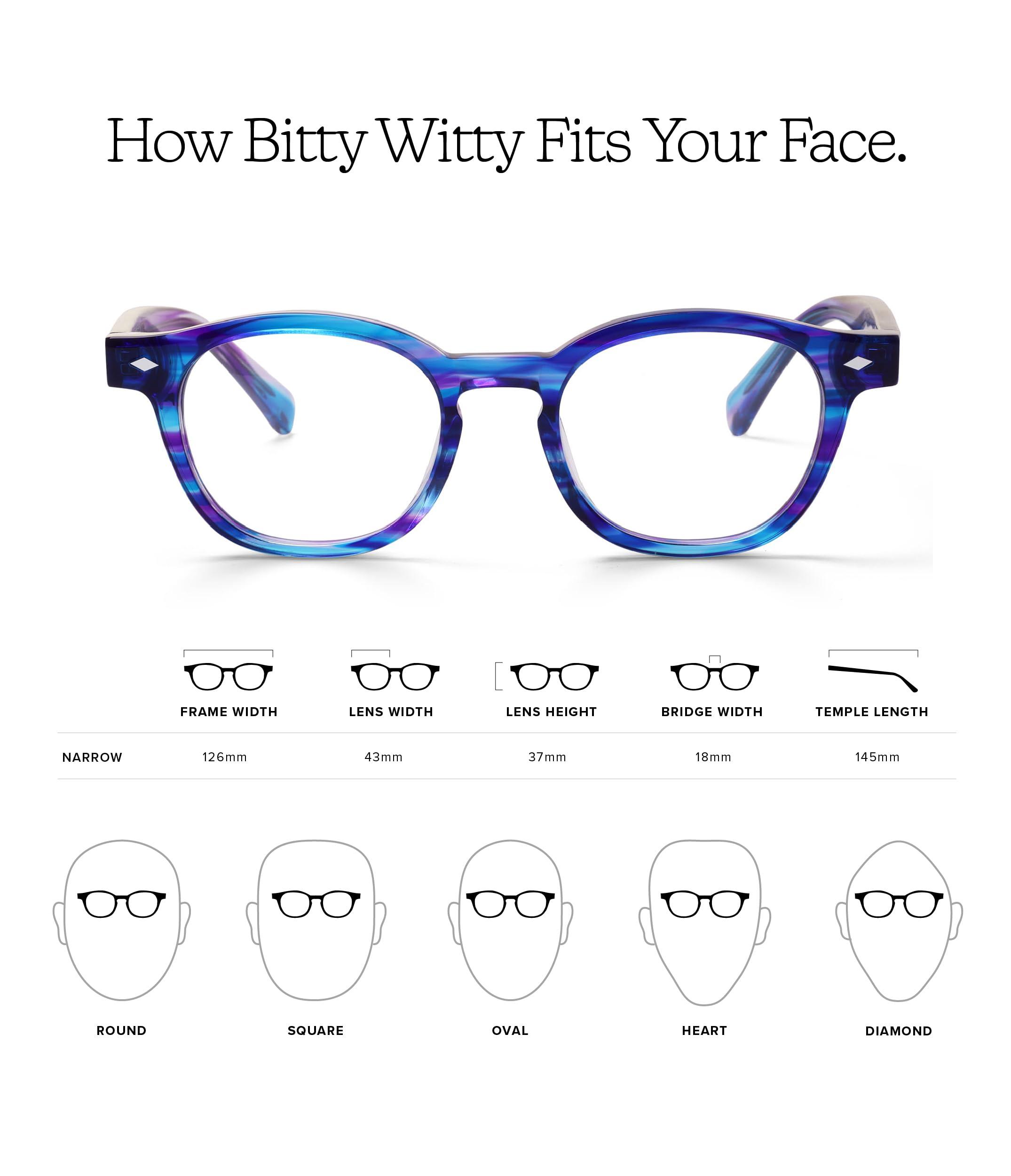 eyebobs eyebobs - Bitty Witty | Premium Reading Glasses for Men and Women | Round Frame for Narrow Faces, Black Granite, 1.00