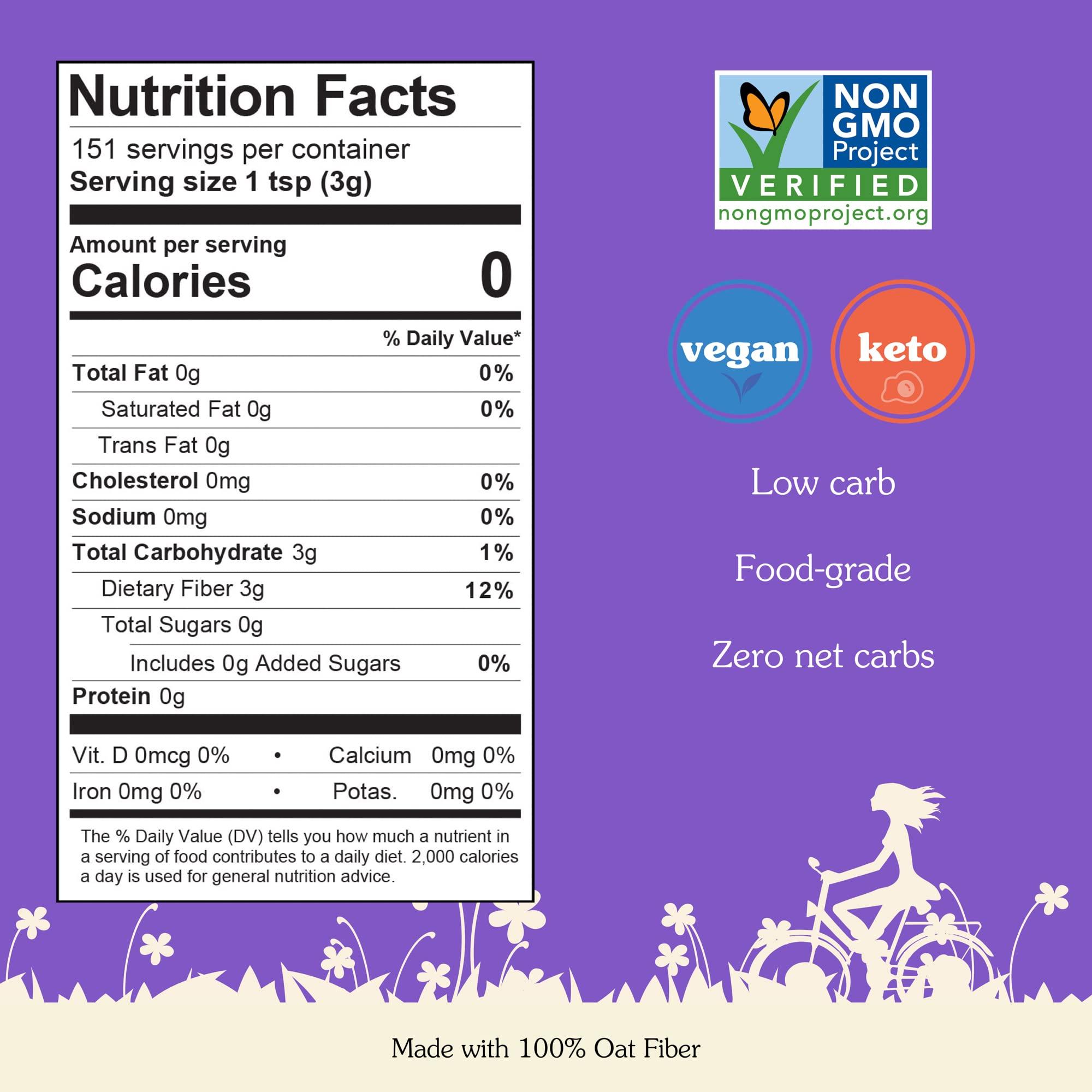 NuNaturals NuNaturals Oat Fiber Powder, All Natural Non-GMO, Supports Digestive Health, 1 lb