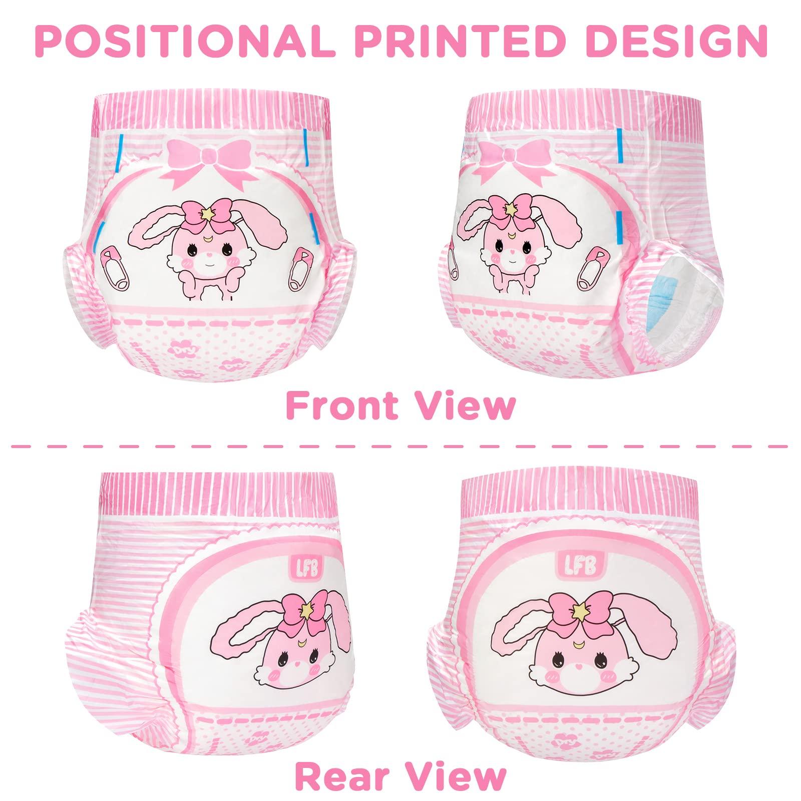 Littleforbig Littleforbig Adult Printed Diaper 40 Pieces (4 Packs) - Baby Usagi (X-Large 48\"-56\")
