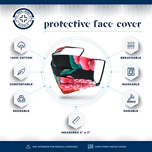 Medi+Sons Supply Medi+Sons Supply Washable 3 Layer Designer Women's Face Mask Covering, Designer Floral and Animal Patterns, 3 Pack