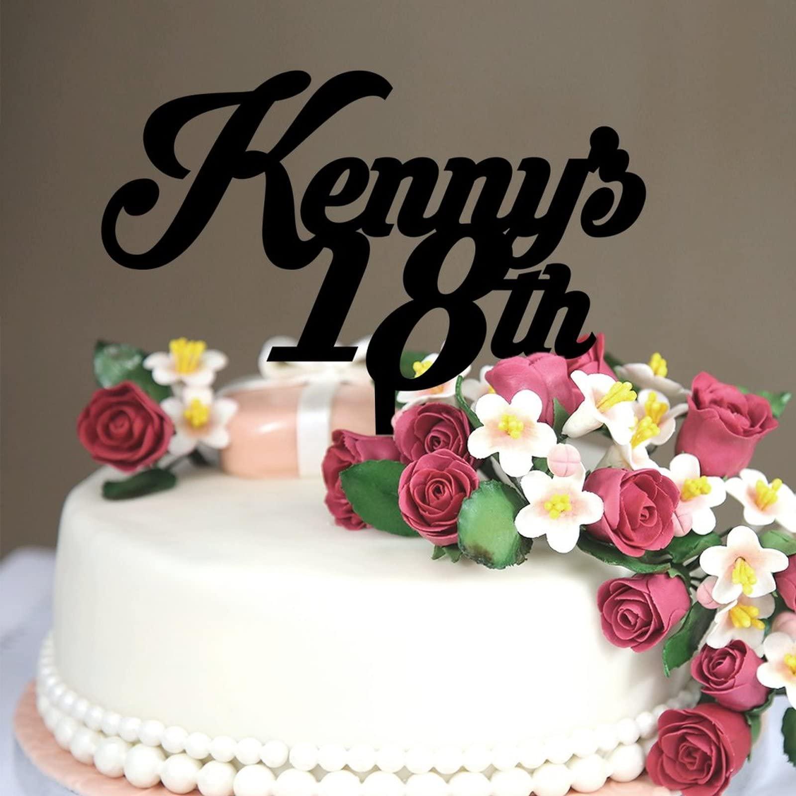 CustonCares 18th Birthday Cake Topper 18th Happy Birthday Cake Topper Acrylic Black Eighteen 18 Years Old Happy Birthday Party Supplies Customize Name Any Age Number 18th Anniversary Birthday Gifts