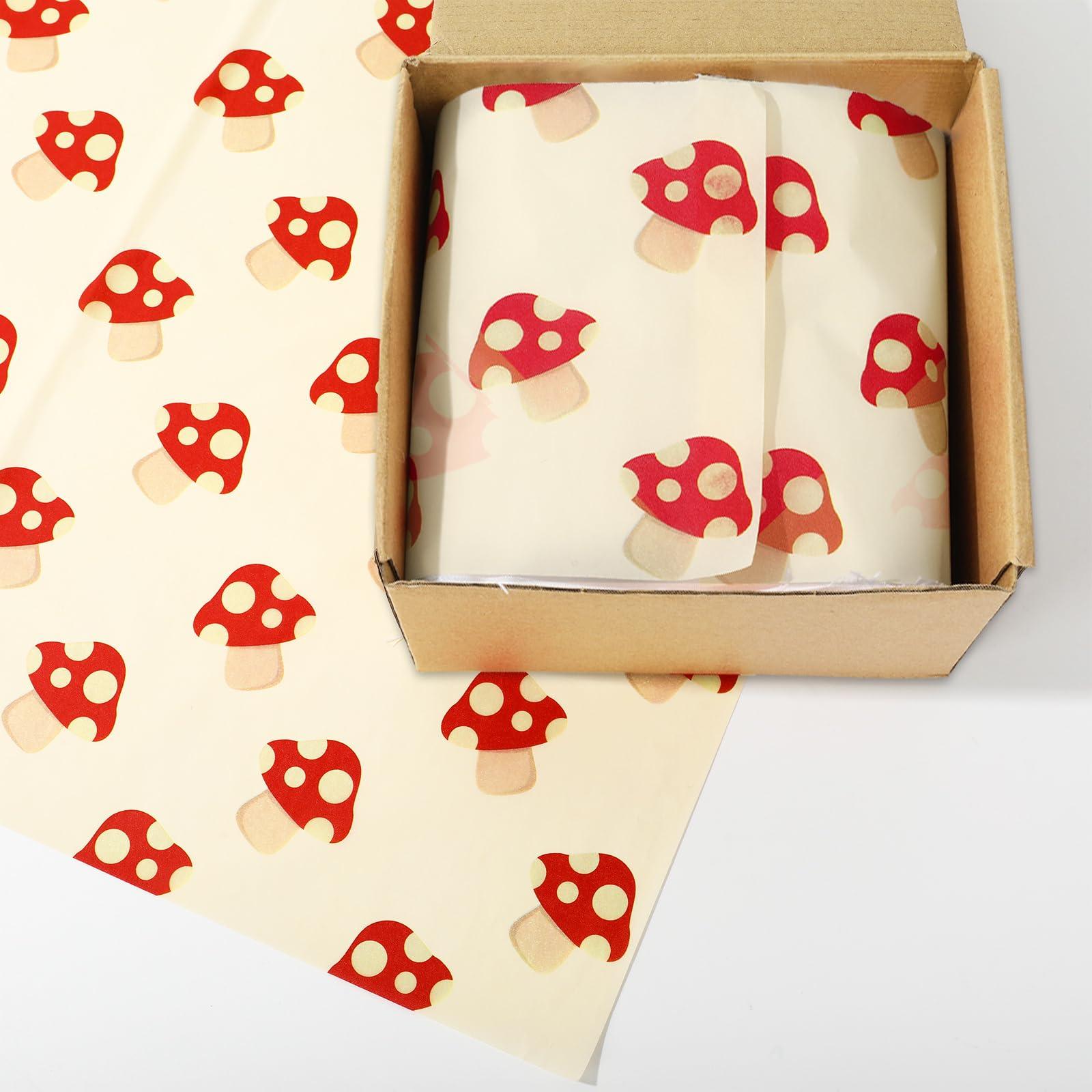 JarThenaAMCS JarThenaAMCS 100 Sheets Mushroom Tissue Paper Red Mushroom Gift Wrapping Paper Vintage Decorative Art Craft Paper for DIY Crafts Birthday Party Home Decor, 14 x 20 Inch