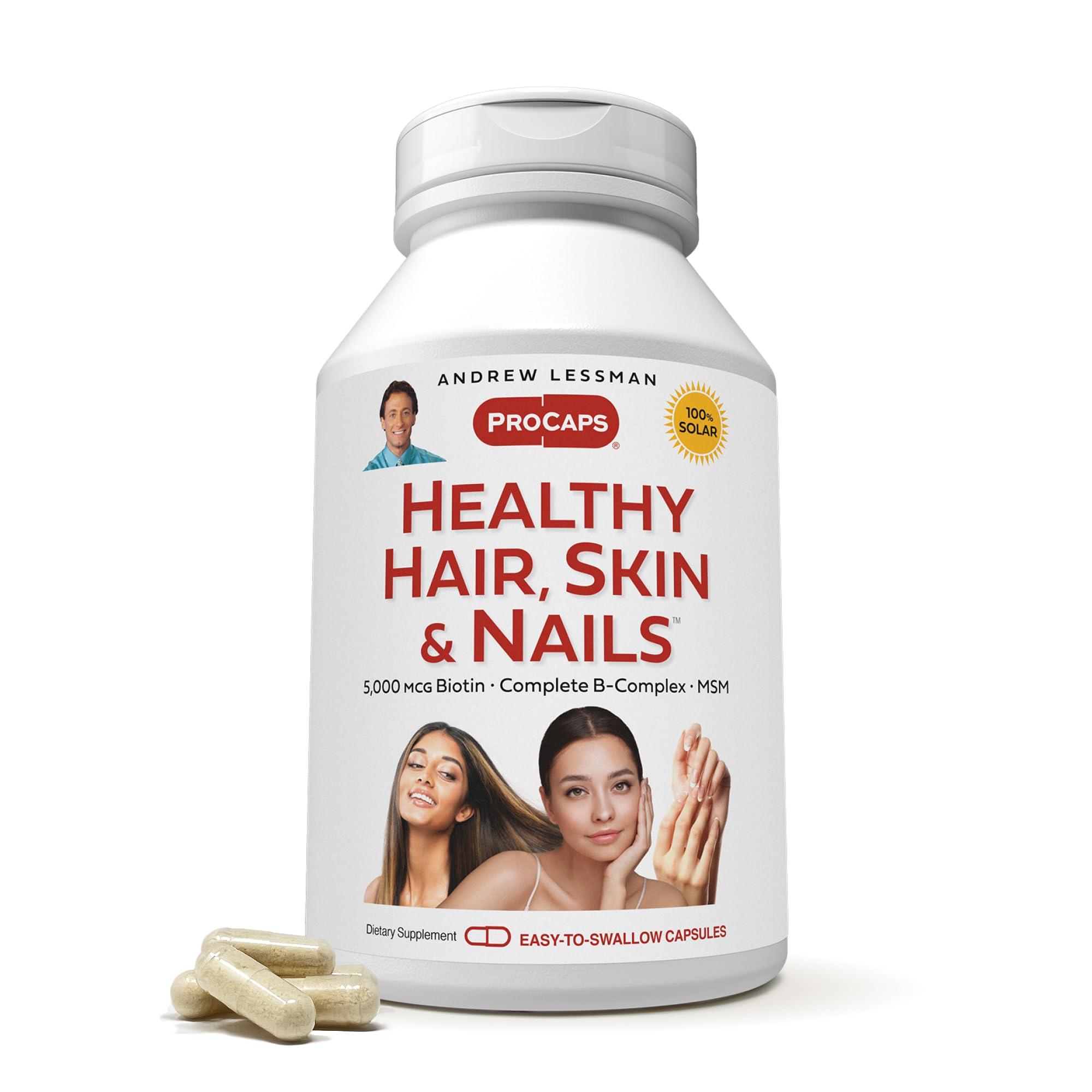 ANDREW LESSMAN ANDREW LESSMAN Healthy Hair, Skin & Nails 360 Capsules 5000 mcg High Bioactivity Biotin, B-Complex - Promotes Beautiful Hair, Skin, Strong Nails - No Additives Hair Growth Vitamins Biotin Supplement