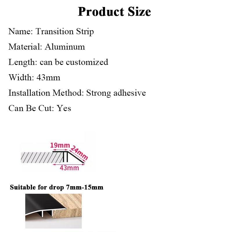 BYZOMU Doorway Floor Transition Strip Metal, Black Gold Gray Silver 1.5-2cm Height Threshold Ramp for Entryway, Edge Trim Laminate Flooring to The Carpet, Bedroom Livingroom Office Kitchen Reducer (Color :