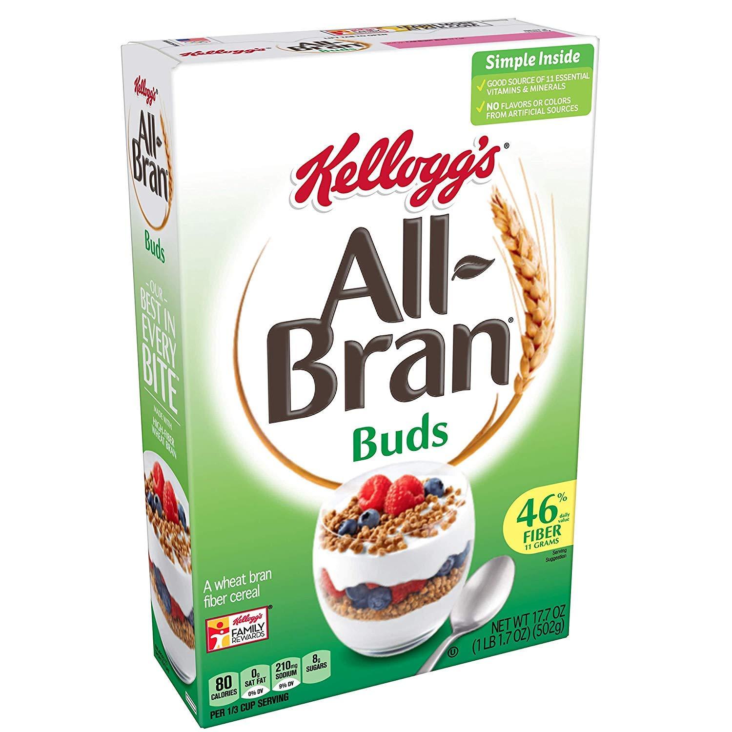 All-Bran Buds, Breakfast Cereal, Wheat Bran, Excel All-Bran Buds, Breakfast Cereal, Wheat Bran, Excellent Source of Fiber, 17.7 oz Box ( 2 PACK )