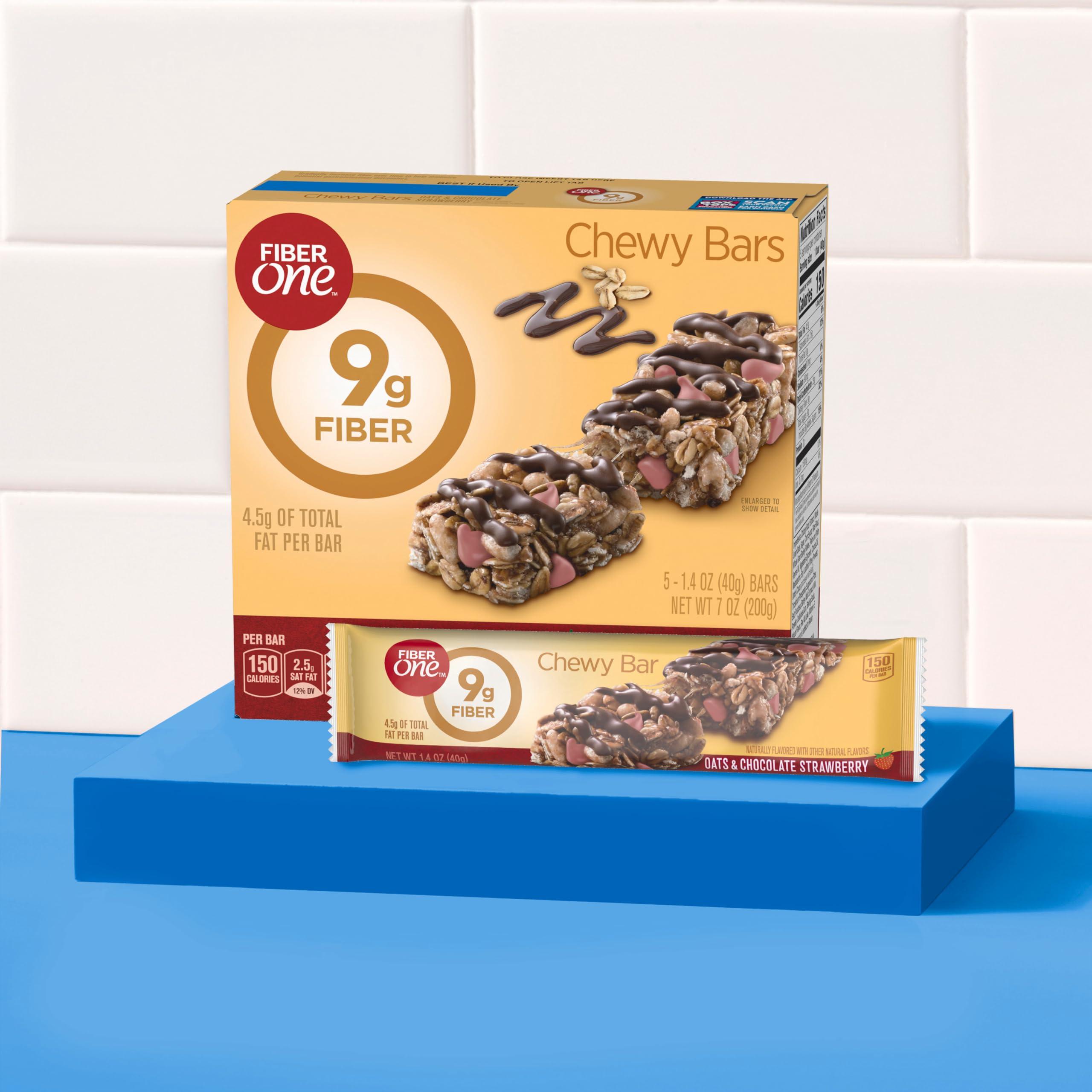 Fiber One Fiber One Chewy Bars, Oats & Chocolate Strawberry Fiber Snacks, 5 Count, 7 oz (Pack of 2)