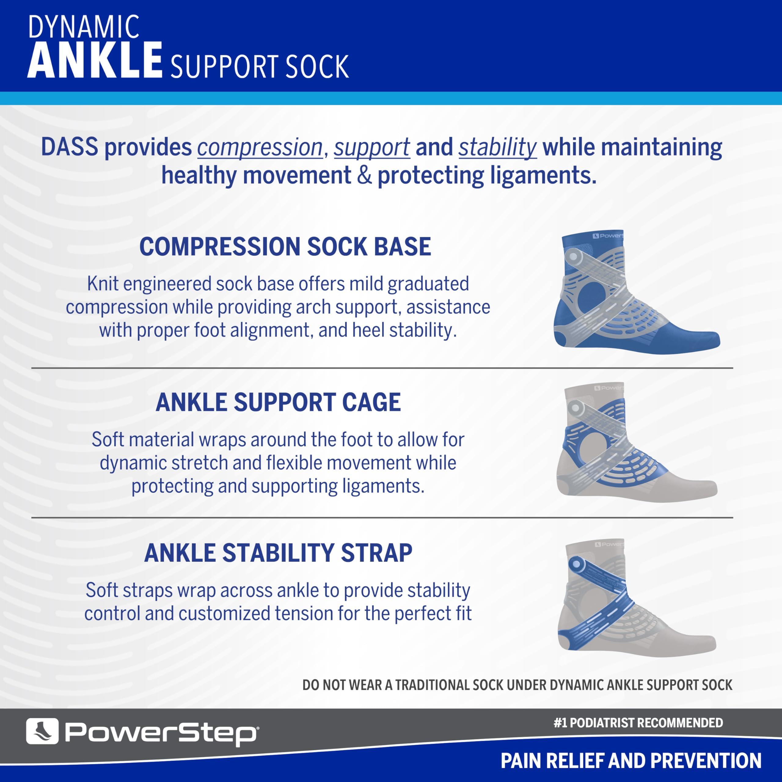 Powerstep Powerstep Unisex\'s Dynamic Stability, Ankle Brace and Compression Sock, for Flexibility, Support and Injury Prevention, Black, Left Large
