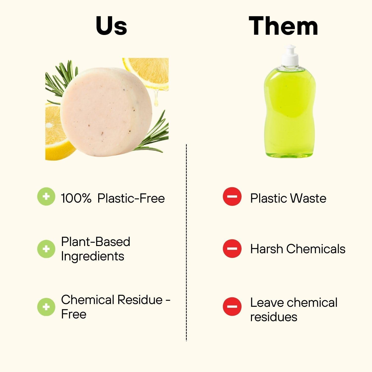 Fragranthetic BeEcoful Zero Waste Natural Dish Soap Bar (Pack of 3) - Vegan Dishwashing Block, Eco-friendly with Plastic-Free Packaging, Sustainable Organic Ingredients