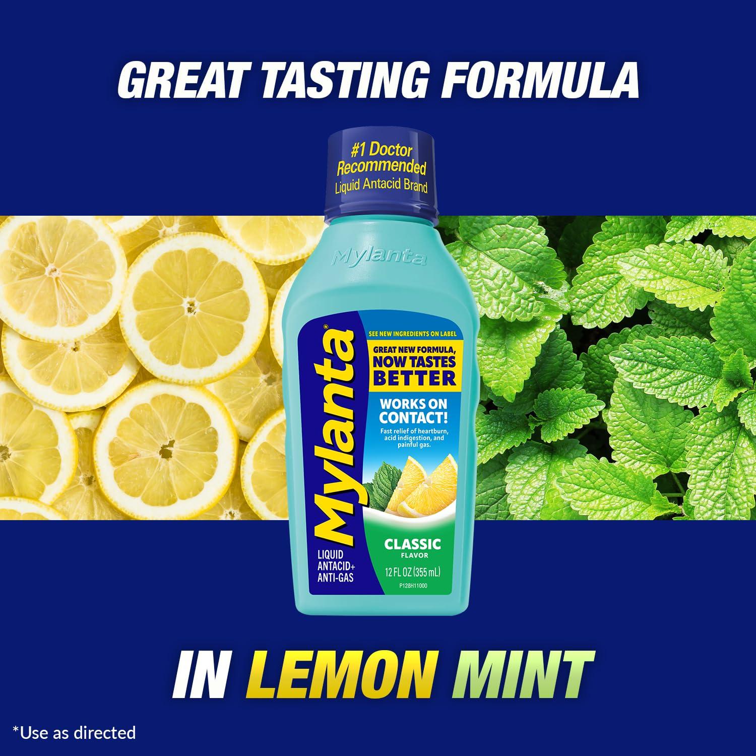 Mylanta Mylanta Heartburn and Gas Relief, Liquid Antacid, Classic Flavor, 12 Fluid Ounce
