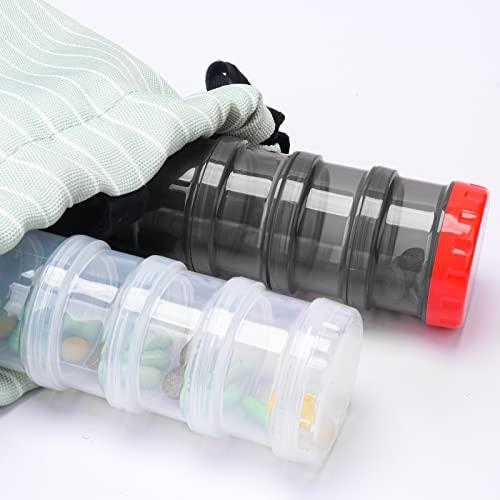 Zwish 7 Day Pill Organizer Case Stackable Weekly Supplements Vitamins Pills Holder Dispenser Large Translucent Black with Extra Lid