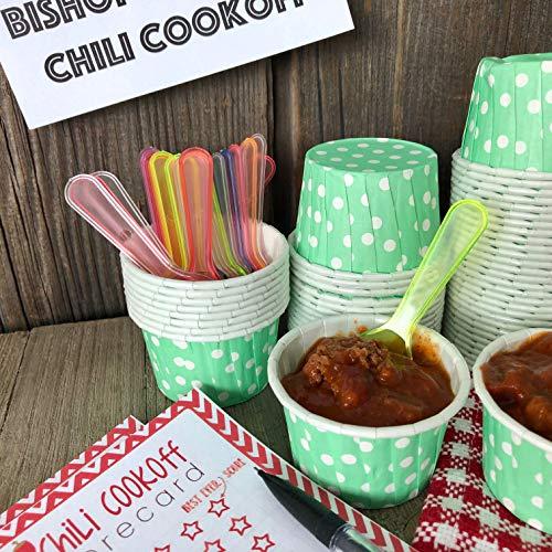 Outside the Box Papers Mini Taster Spoons - Clear Plastic - Blue, Pink, Green, Yellow, Orange - 150 Pack by Outside the Box Papers