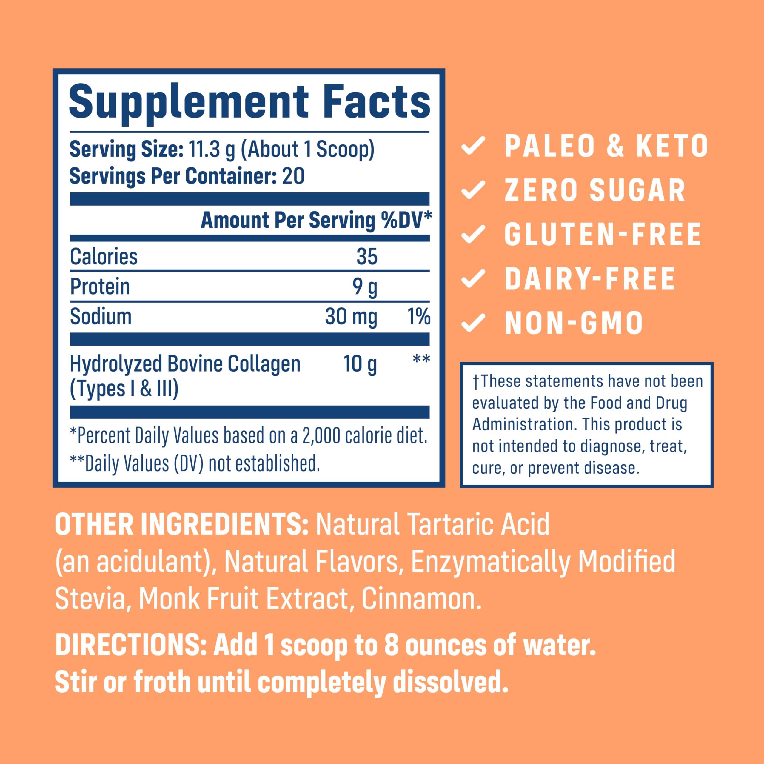 NativePath NativePath Collagen Peptides - Hydrolyzed Type 1 & 3 Collagen. Keto & Paleo Grass-Fed Protein Powder for Hair, Skin, Nails, Bones, Joints, Digestion and More - No Gluten or Dairy (Peach, 226g)