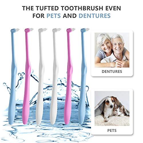 LOVEWEE 6 Pcs Tufted Toothbrush Interspace Brush End-tuft Tapered Toothbrush Soft Trim Toothbrush Wisdom Gap Toothbrush for Orthodontic Braces Bridges Line and Detail Cleaning