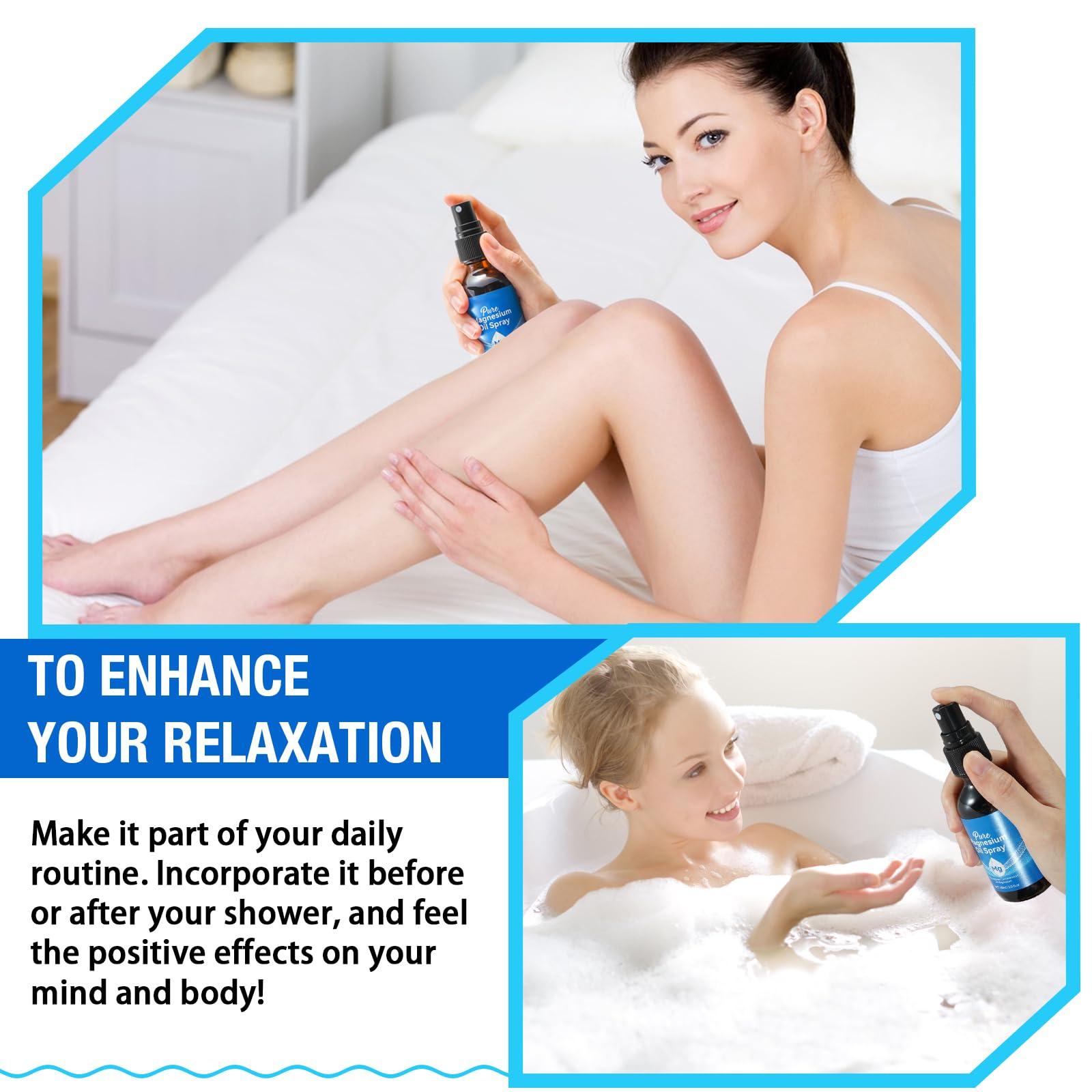 HELTURE Magnesium Oil Spray, 100% Natural Magnesium Spray for Feet (17.5mg Magnesium in Each Spray) 2 Oz, Made with Concentrated Pure Magnesium Chloride Oil - Topical Magnesium Spray, Easy to Use