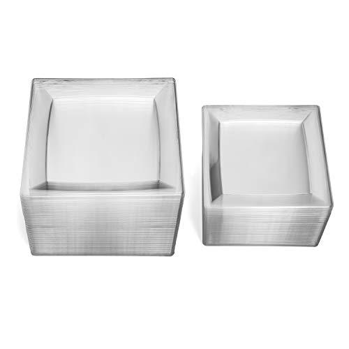Oasis Creations Oasis Creations Clear Square Plates Set 9" - 50 Count - Premium Hard Clear Plastic - Disposable and Reusable - Dinner Plates - Salad Plates - Party Plate Set - Weddings, Parties, Events & More!