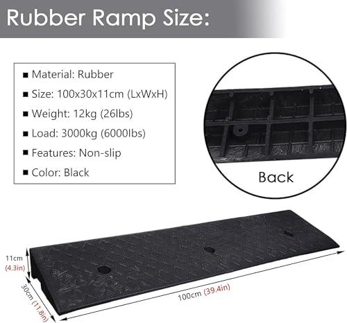 IHIPPO IHIPPO Doorway Uneven Floor Transition Strip, Curb Ramps for Driveway, Durable Low Cars Ramp Kerb Ramp for Sidewalks/Wayside/Garage, Huge Rubber Ramp for Rv Wheelchair Truck Caravan Buggy (Size : 100x30cmx1, 89014246251