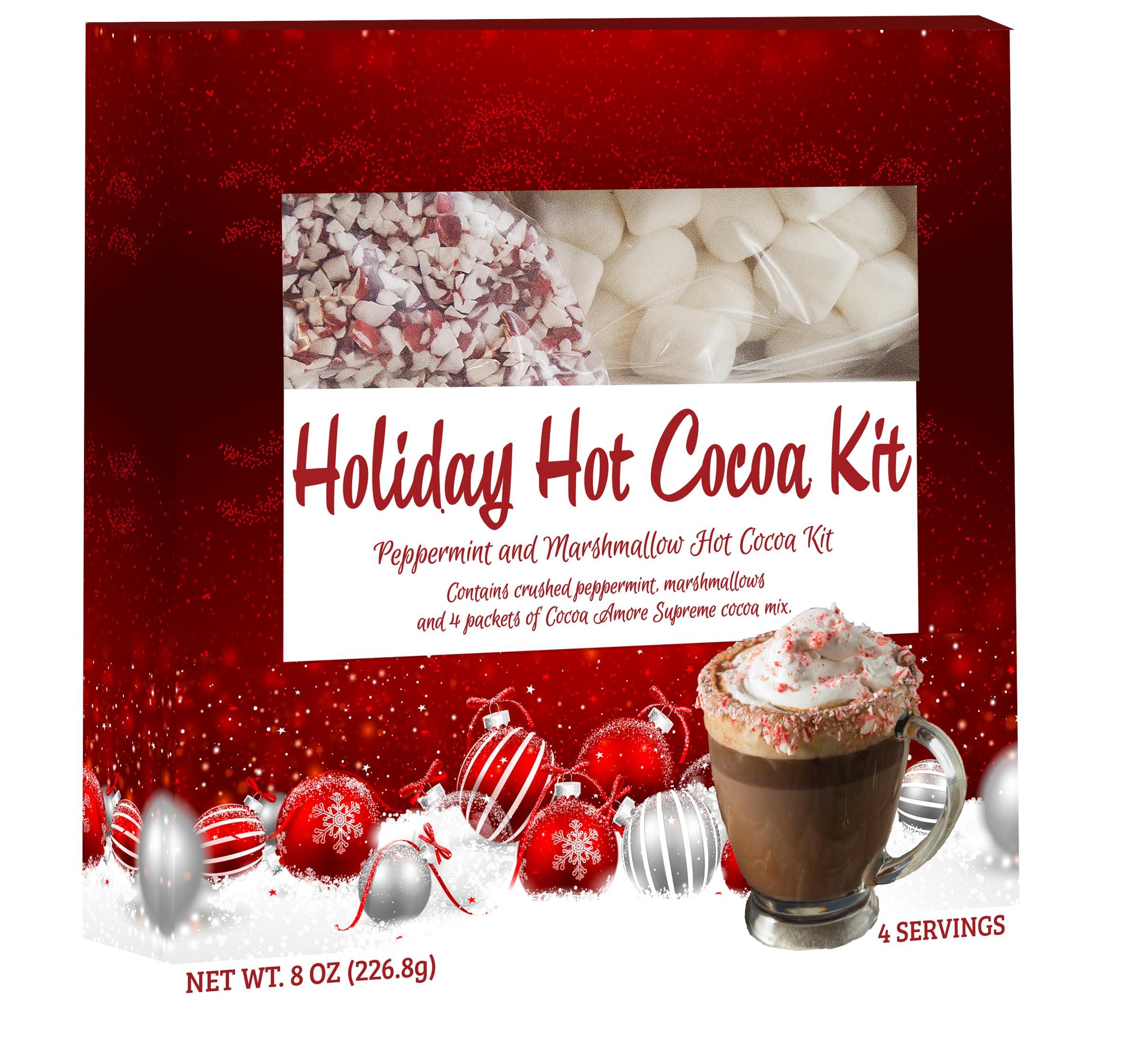 Paper and Presents Hot Chocolate Gift Set For Christmas Hot Cocoa Snowman Gift Kit Set with Marshmallows and Peppermint Candy Cane Pieces
