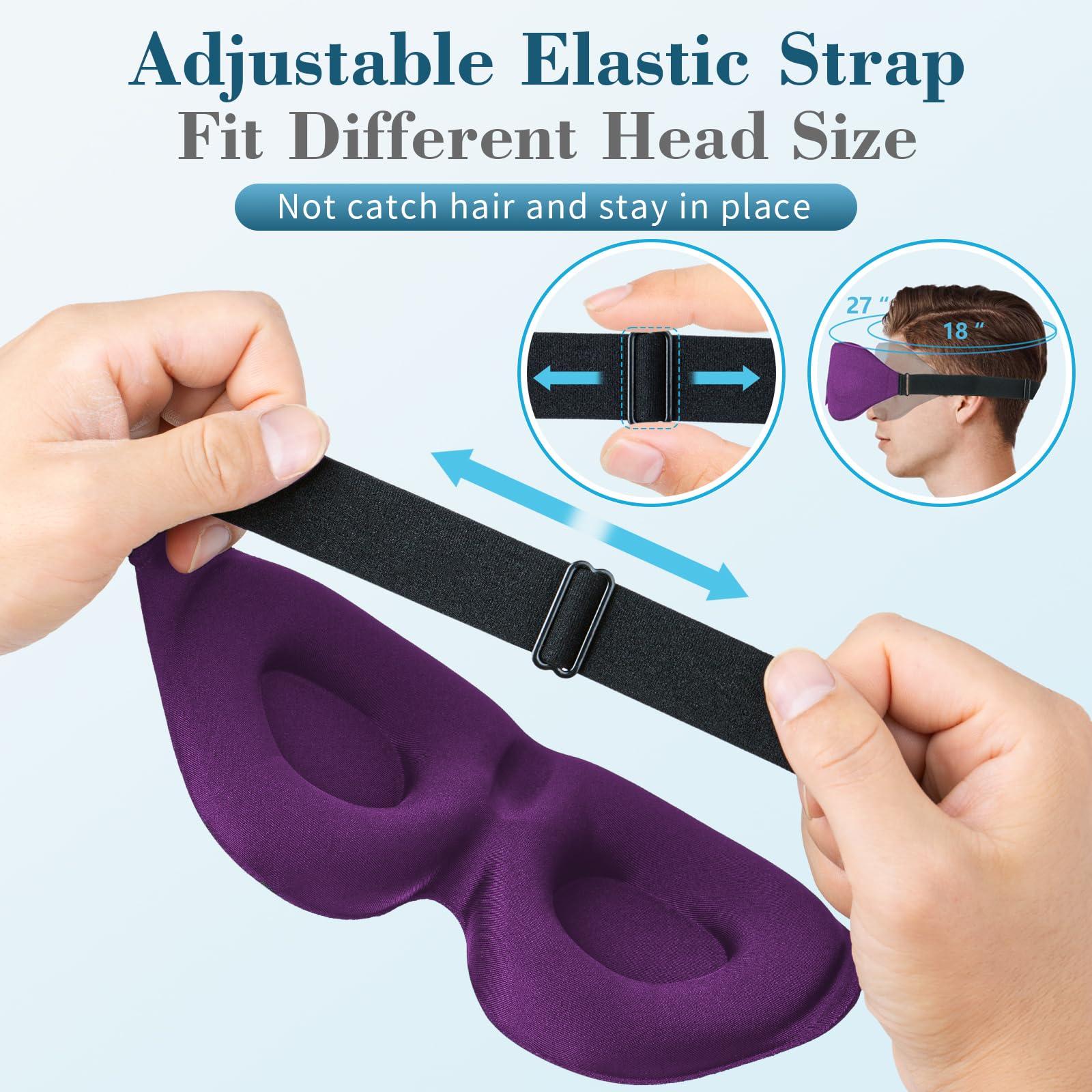 ZGGCD ZGGCD 3D Sleep Mask for Side Sleeper, Light Blocking Sleeping Eye Mask for Women Men, Contoured Cup Night Blindfold, Luxury Eye Cover Eye Shade with Adjustable Strap for Travel, Nap, Purple