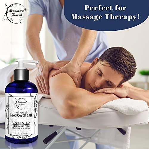 Brookethorne Naturals Massage Oil for Massage Therapy | Massage Kit with Unscented Massage Oil & Lavender Oil for Full Body Massage