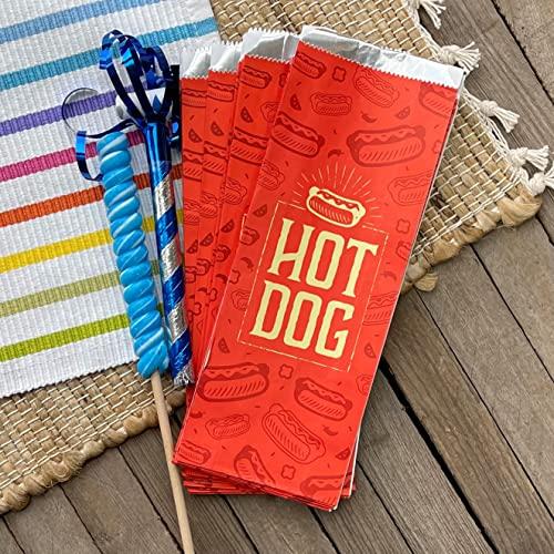 Outside the Box Papers Printed Foil Hot Dog Bags - 50 Pack - Silver Red by Outside the Box Papers