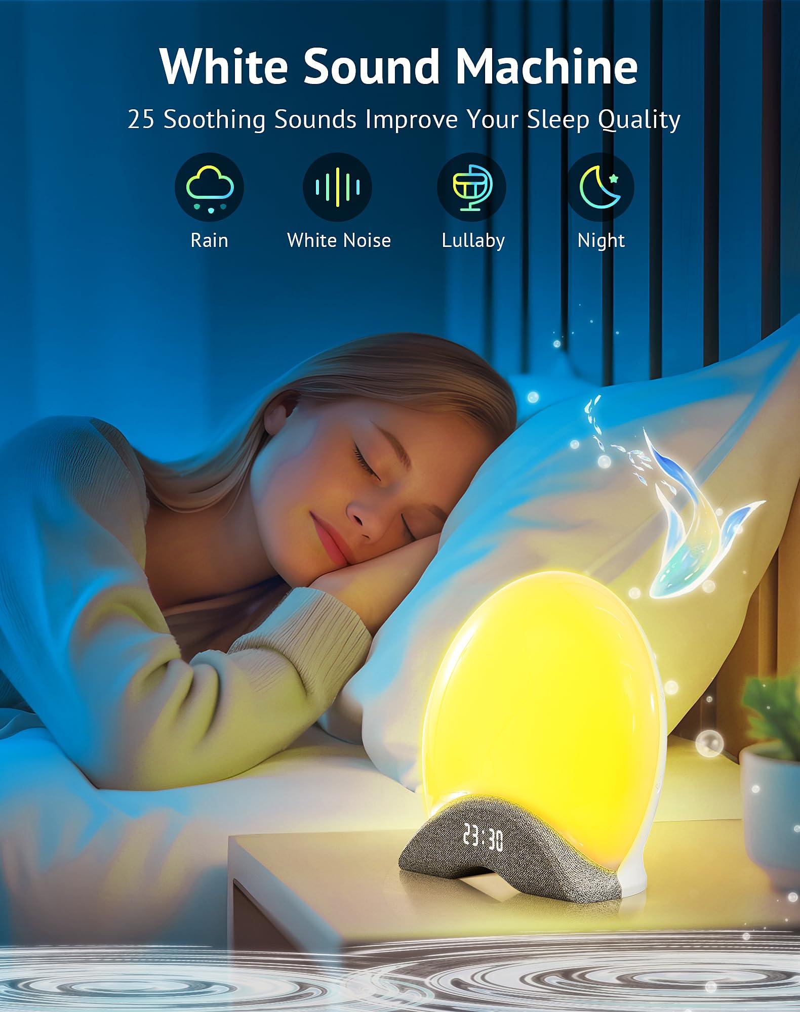 LaView LaView Smart White Noise Machine,App Control Sleep Sound Machine Night Light 25 Relaxing Sounds and 8 Rhythm Modes,Sunrise Wake Up Light,Smart Alarm Clock for Kid/Adult, Ideal for Gift