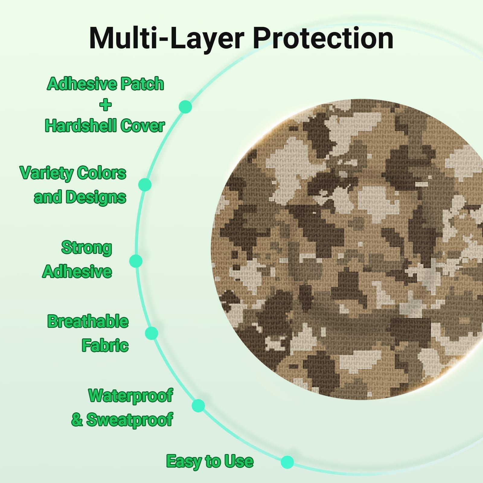 KOVOQ Kovoq Freestyle Libre 3 Sensor Adhesive Patches,Patterned Sensor Tape Protector,CGM Tape,16 pcs Colorful,Waterproof & Sweatproof,Sensor Covers for Kids Women Men,Sensor Tape,Camouflage