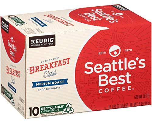 Seattle's Best Coffee Seattle’s Best Coffee K-Cup Pods, Breakfast Blend, Medium Roast Smooth-Roasted Ground Coffee, 10 CT K- Cups/Box (Pack of 1 Box)
