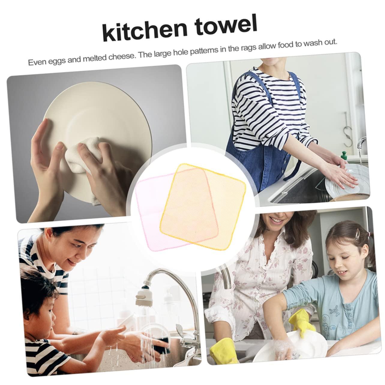 FOYTOKI FOYTOKI 6pcs Mesh Dishcloth Dish Towels Bulk Kitchen Cloth Netted Dish Cloths Crazy Drinking Straws Pet Towel Cleaning Rag Cleaning Scrubber Flexible Straw Dishwashing Polyester