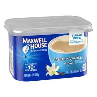 MAXWELL HOUSE Maxwell House International French Vanilla Sugar Free Cafe Beverage Mix 4 oz Canisters, Pack of 4