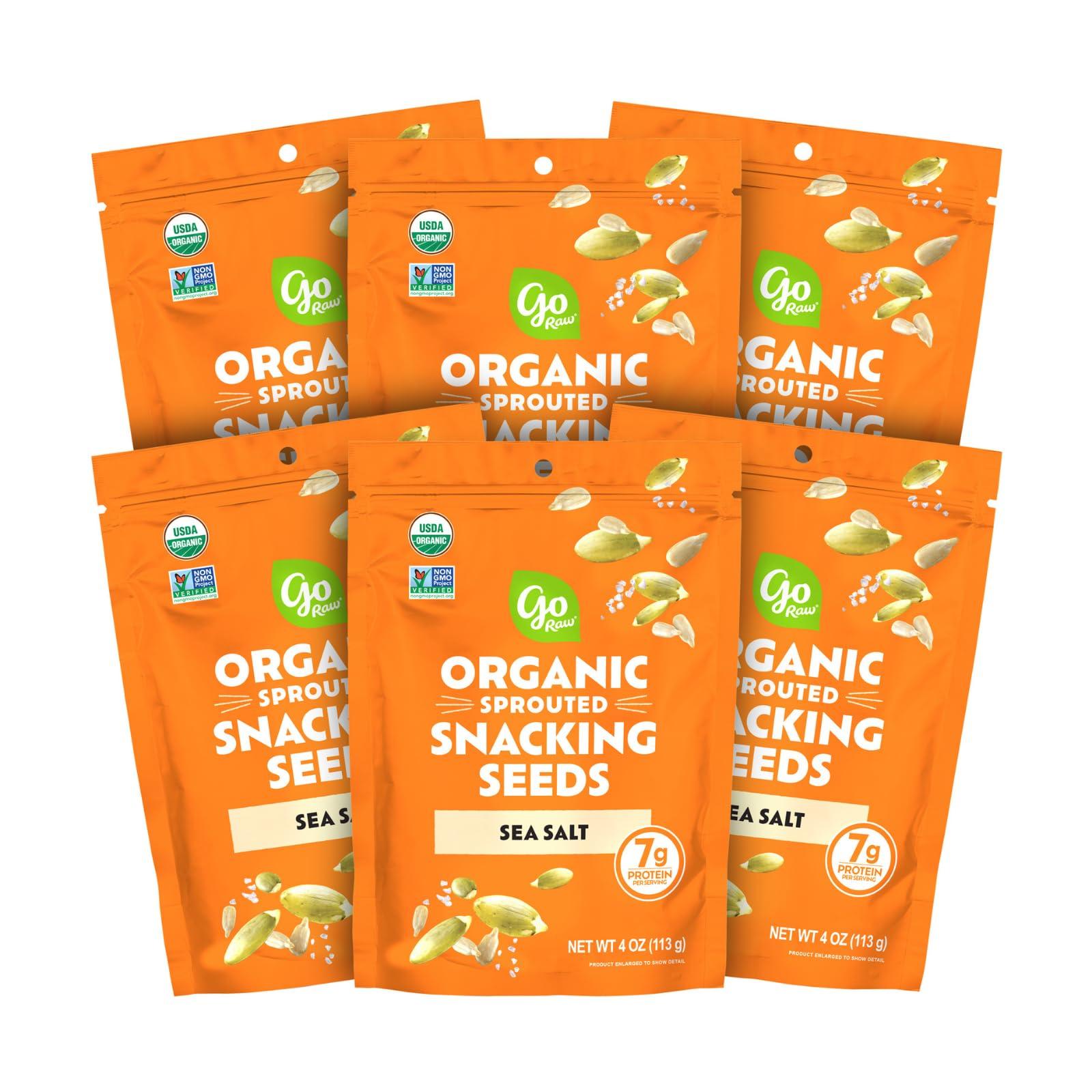 go Raw Go Raw Organic Sprouted Sea Salt Sprouted Snacking Seeds, 4 oz, 6 Pack, Pumpkin & Sunflower Seeds, Keto, Kosher