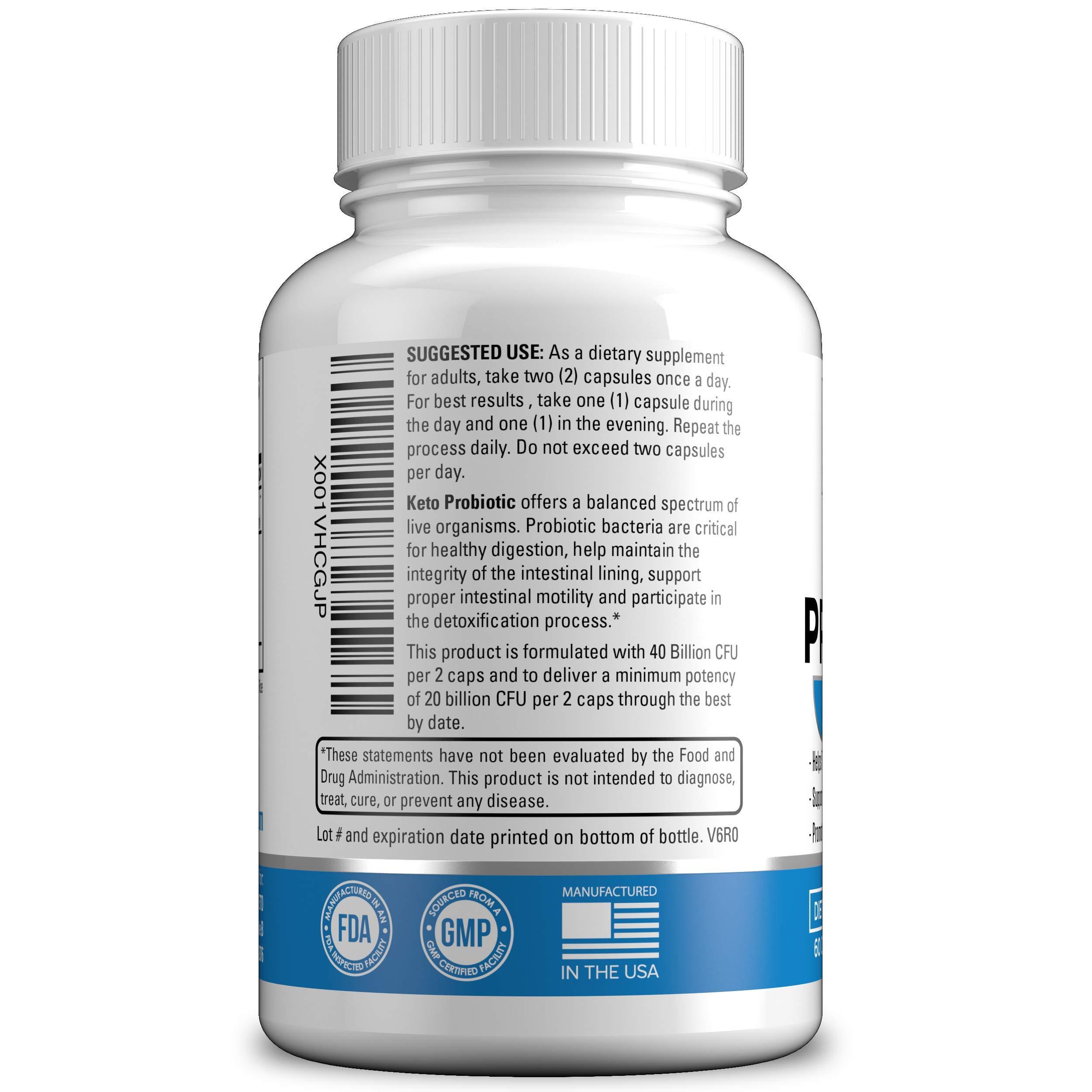 Built by Keto Keto Probiotics with Prebiotic - Digestive & Gut Health - Supports Occasional Constipation, Diarrhea, Gas & Bloating - Probiotics for Women & Men - Ketogenic Diet Probiotic - 60 Capsules