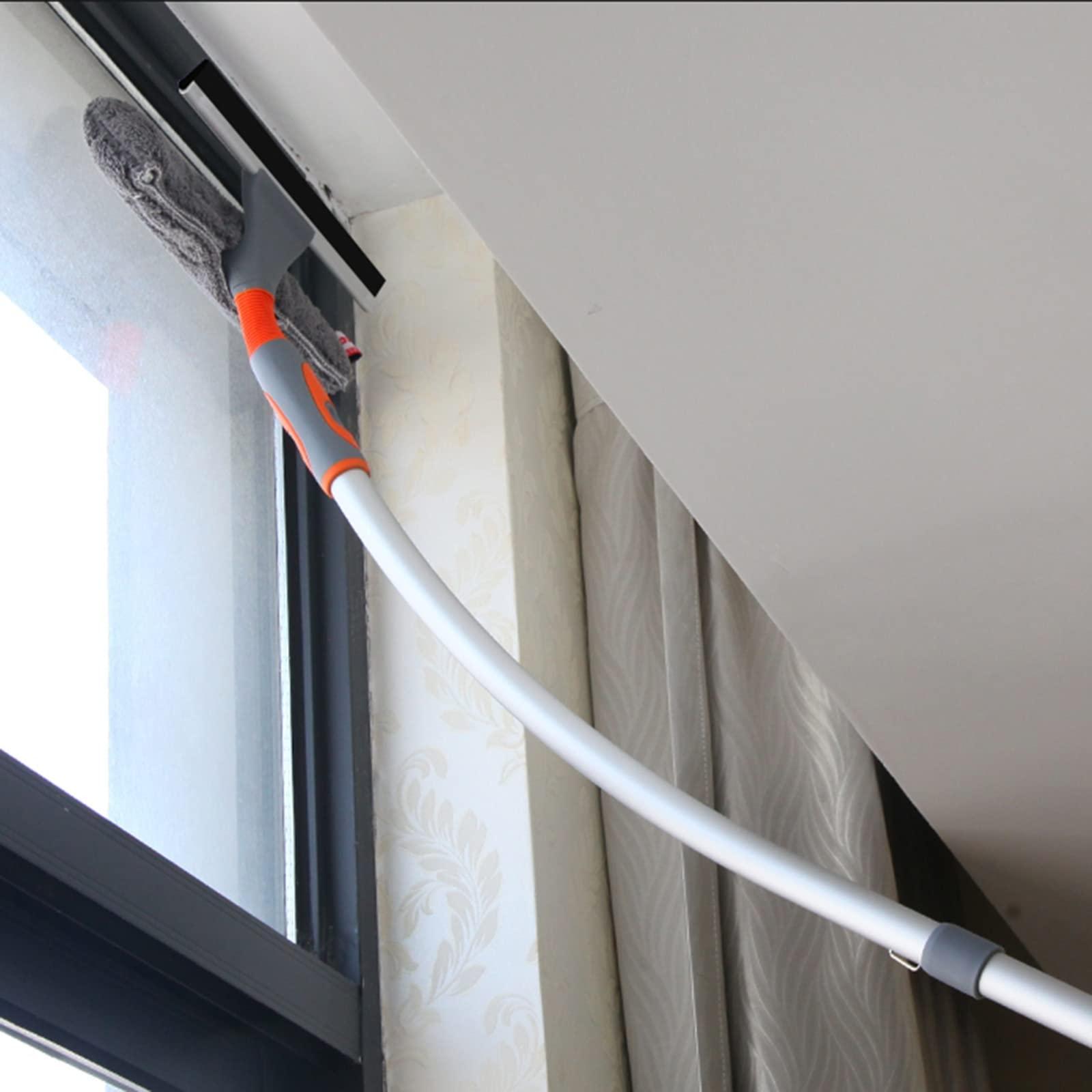 YXXSDP Home Bendable Window Cleaning Pole, Aluminum Safey Window Squeegee with Scrubber Combo, Window Cleaner for Porch Apartment Bathrooms (Size : Length 656cm/6.56m/21.5ft)
