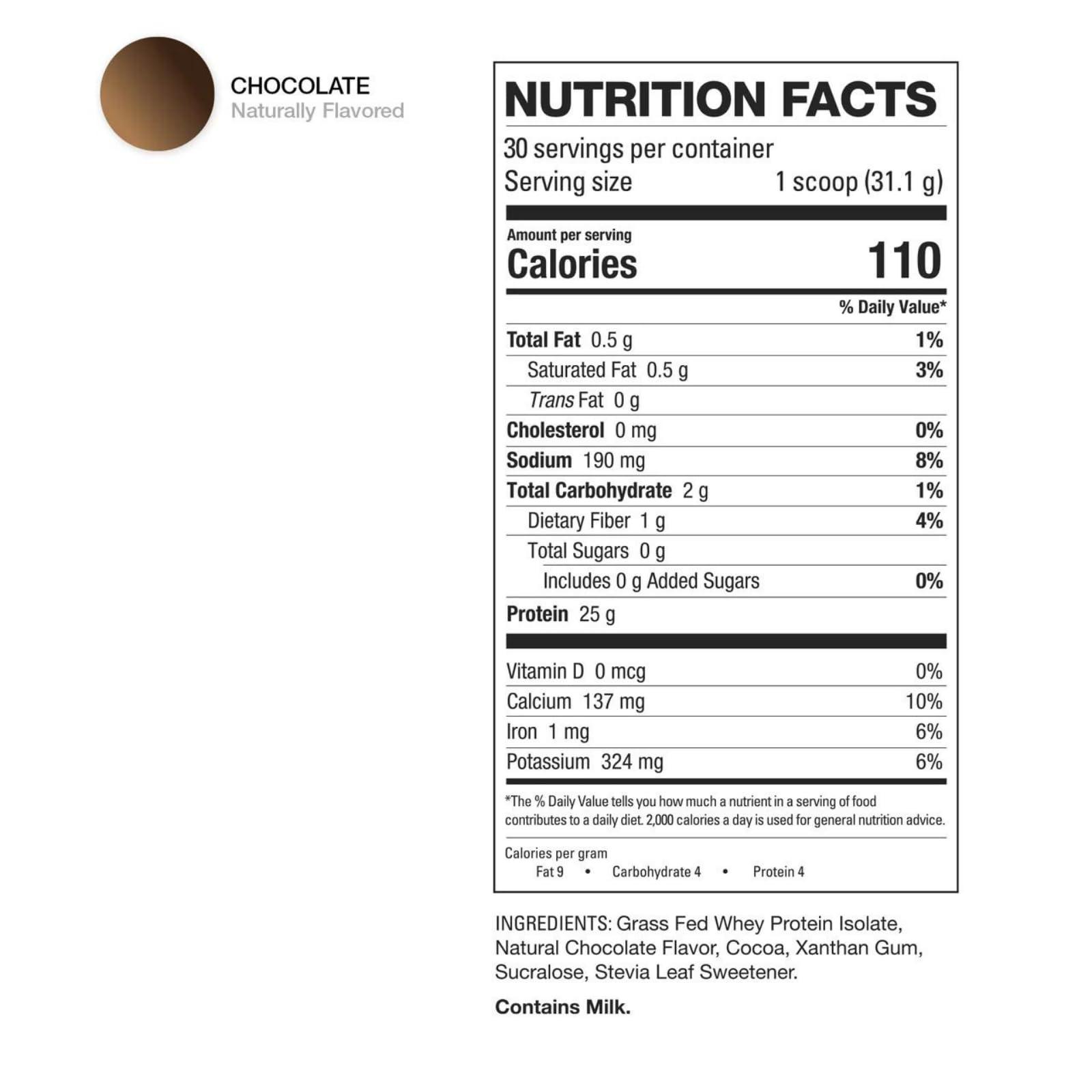 HD MUSCLE HD MUSCLE ProHD Protein | 100% Grass Fed Whey Isolate | 25g Protein, 110 Calories, 0g Fat | Zero Fillers or Amino Spiking | 30 Servings (Chocolate)