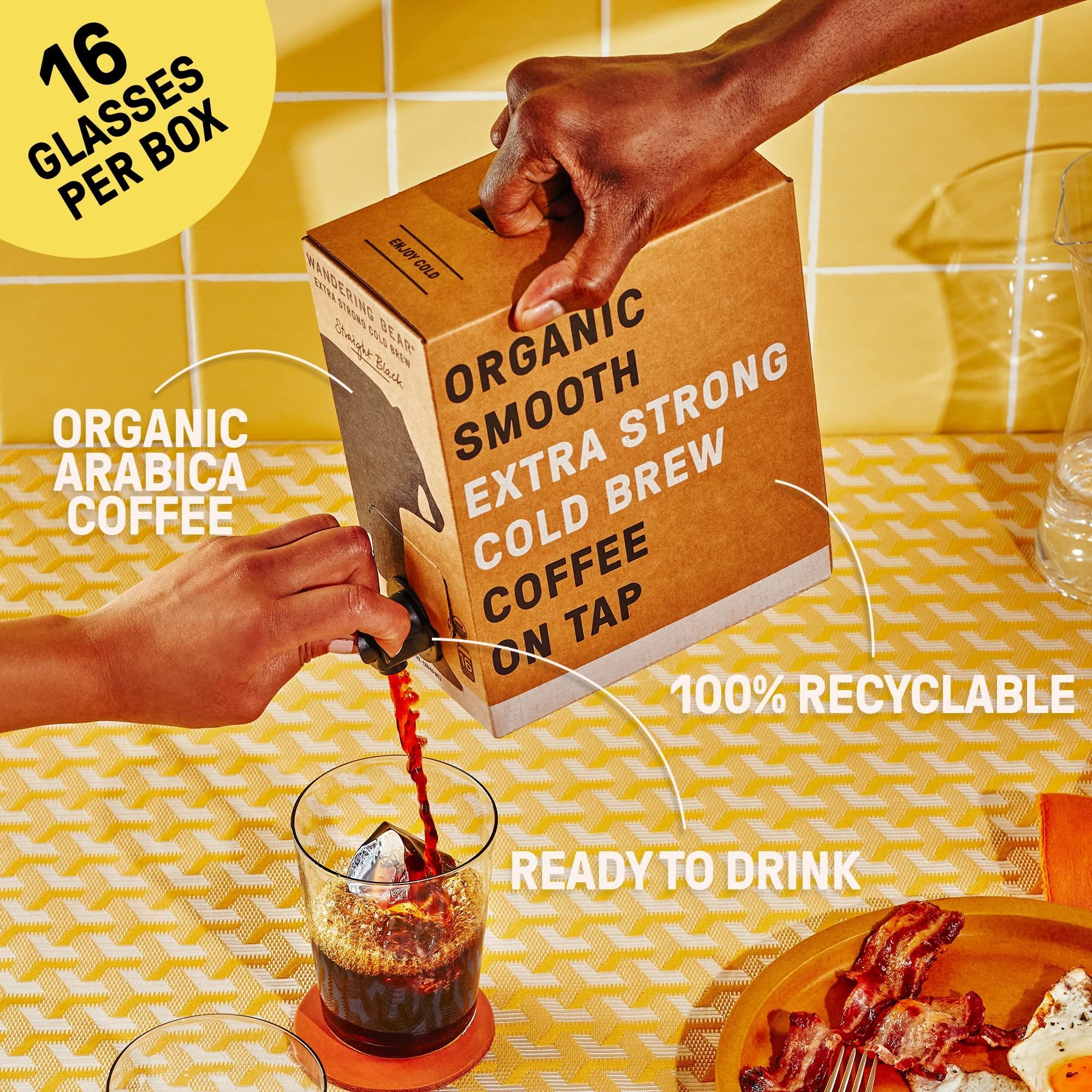 Wandering Bear Wandering Bear Organic Caramel Cold Brew Coffee On Tap, 96 fl oz - Extra Strong, Smooth, Unsweetened, Shelf-Stable, and Ready to Drink Iced Coffee, Cold Brewed Coffee, Cold Coffee