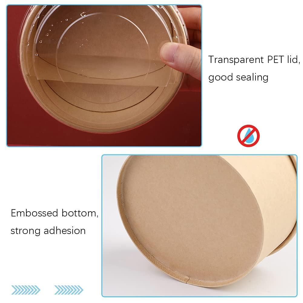 Prgery 25OZ Paper Bowls, 50 Pack Paper Food Containers with Lids,Disposable Soup Bowls Bulk Party Supplies for Hot/Cold Food, Soup, Ice Cream or Takeout