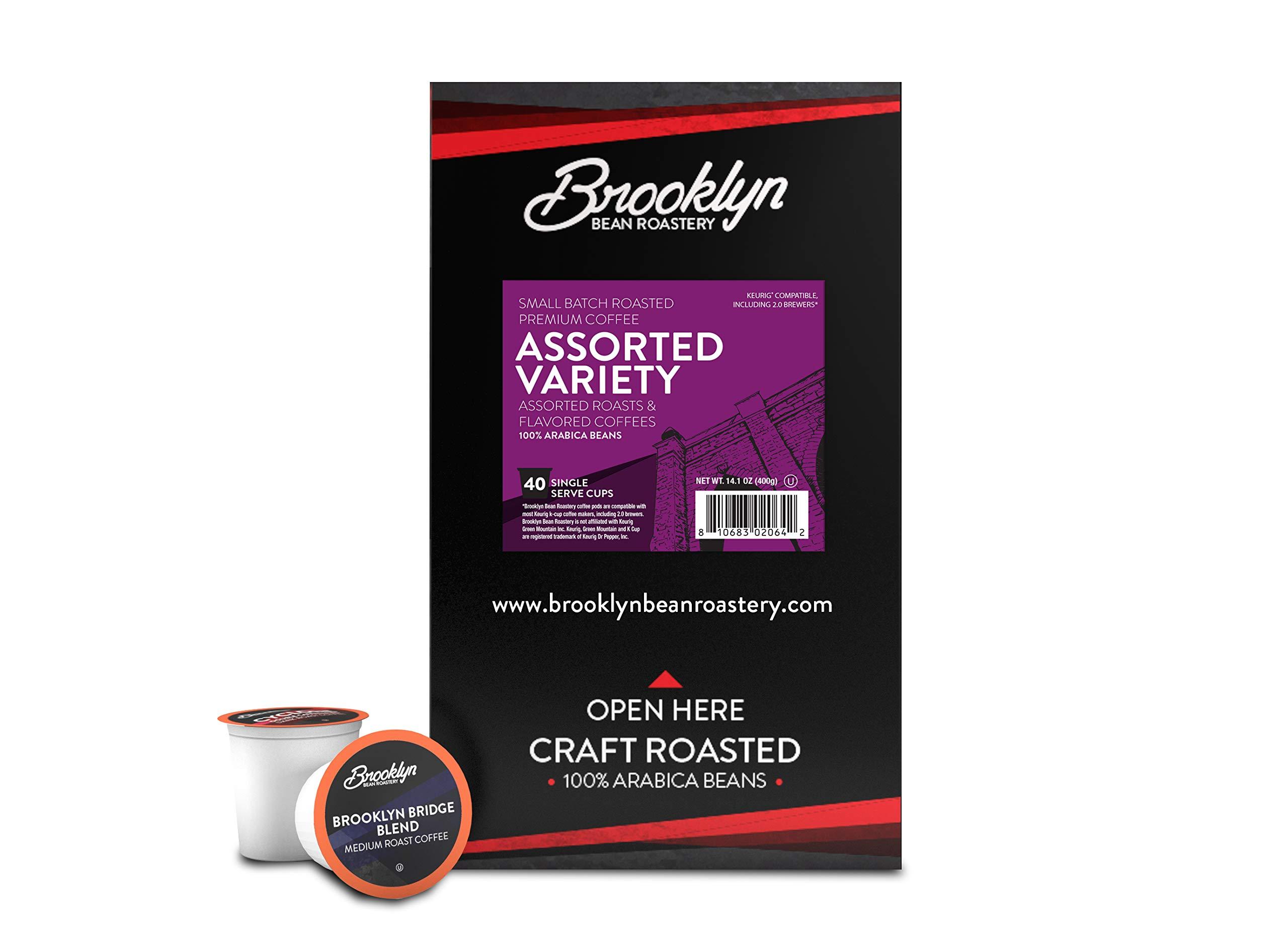 Brooklyn Beans Brooklyn Beans Coffee Pods, Assorted Gourmet Variety Pack - Compatible with Keurig 2.0 K Cup Brewers, 40 Count, A Mix of Gourmet Flavors