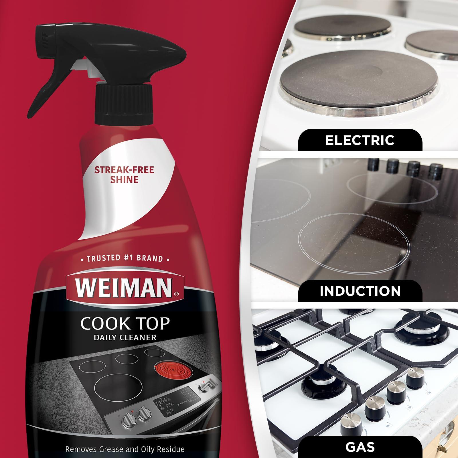 Weiman Weiman Glass Cooktop Cleaner & Polish For Daily Use on Ceramic, Induction Stove Top, Removes Grease & Oily Residue, Streak Free Shine, 12 oz, 2 Pack, Micro Fiber Buffing Towel