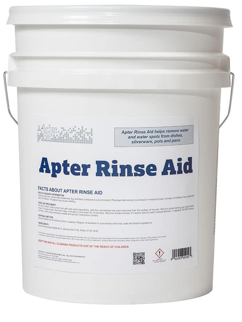 Apter Industries Automatic Dishwasher Rinse Aid, Formulated For Automated Washers To Promote Spot-Free Drying, 5 Gallon