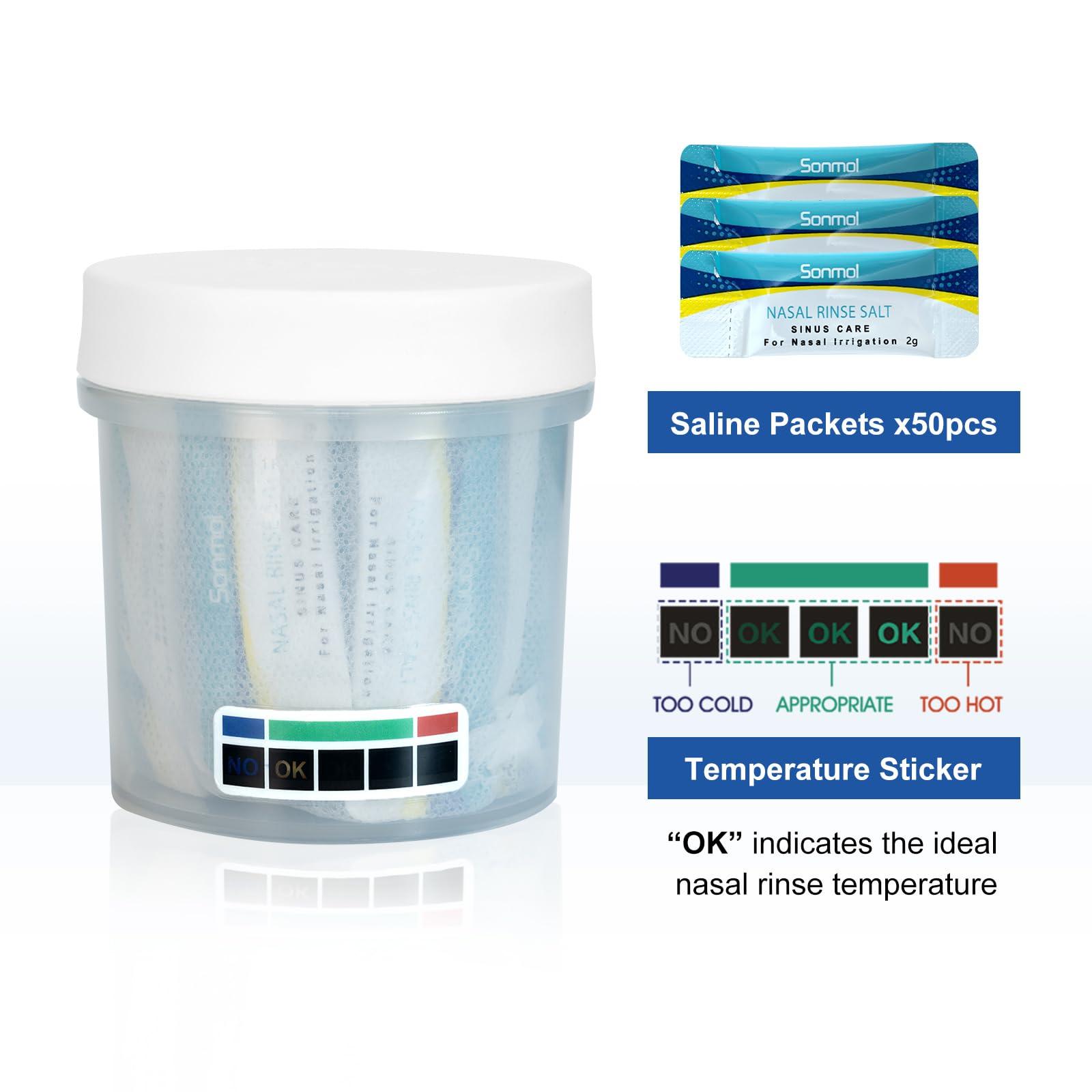 Sonmol Sonmol Electric Nasal Irrigation System with 50 Salt Packets Nose Wash Deep Cleaning Sinus Rinse Relieve Congestion Runny Nose Itching