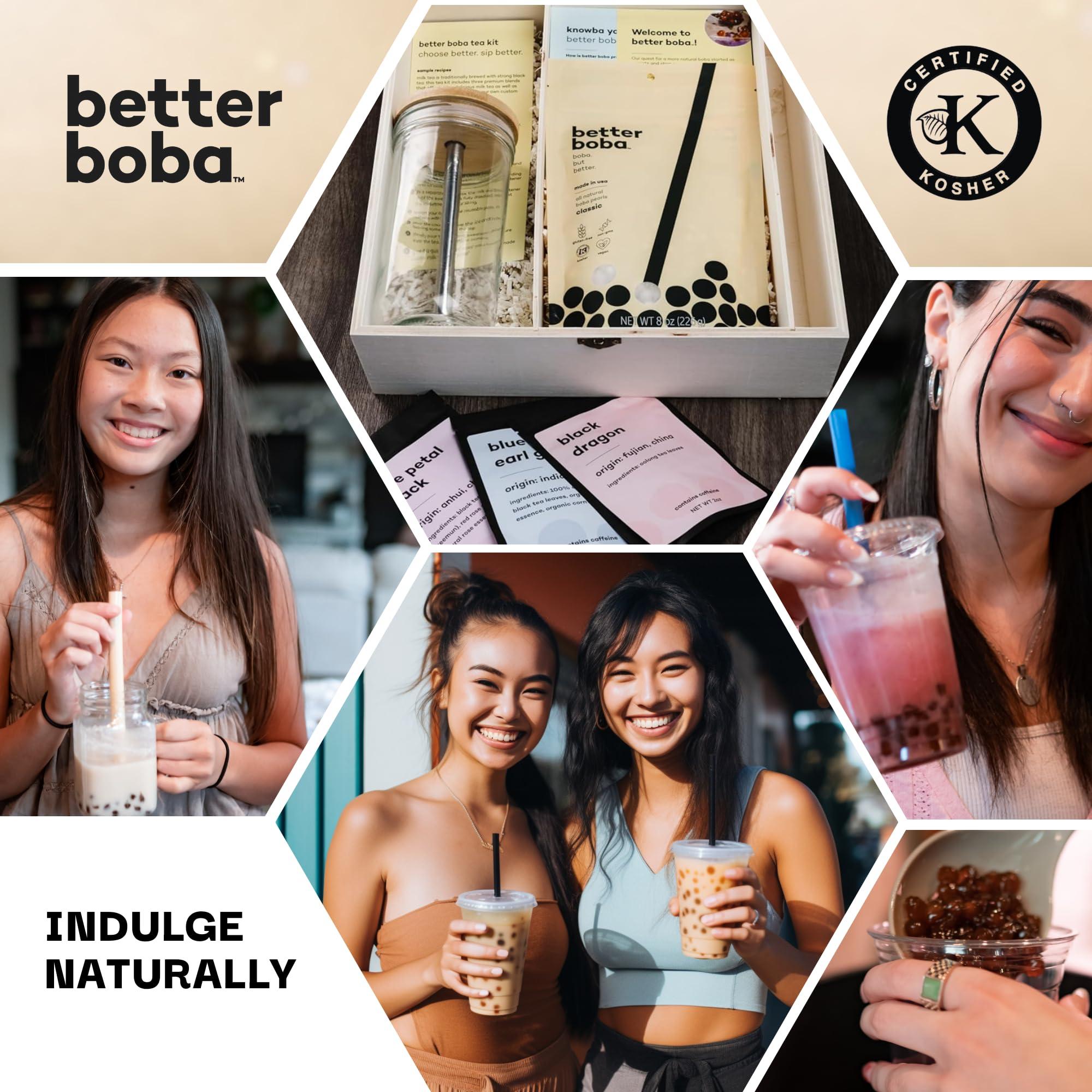 Better Boba Better Boba Tea Kit | DIY Home Bubble Tea Set - Brown Sugar Boba Pearls, Reusable Boba Straw, Tumbler, 3 Black Tea| Vegan Gluten-Free Tapioca Pearls